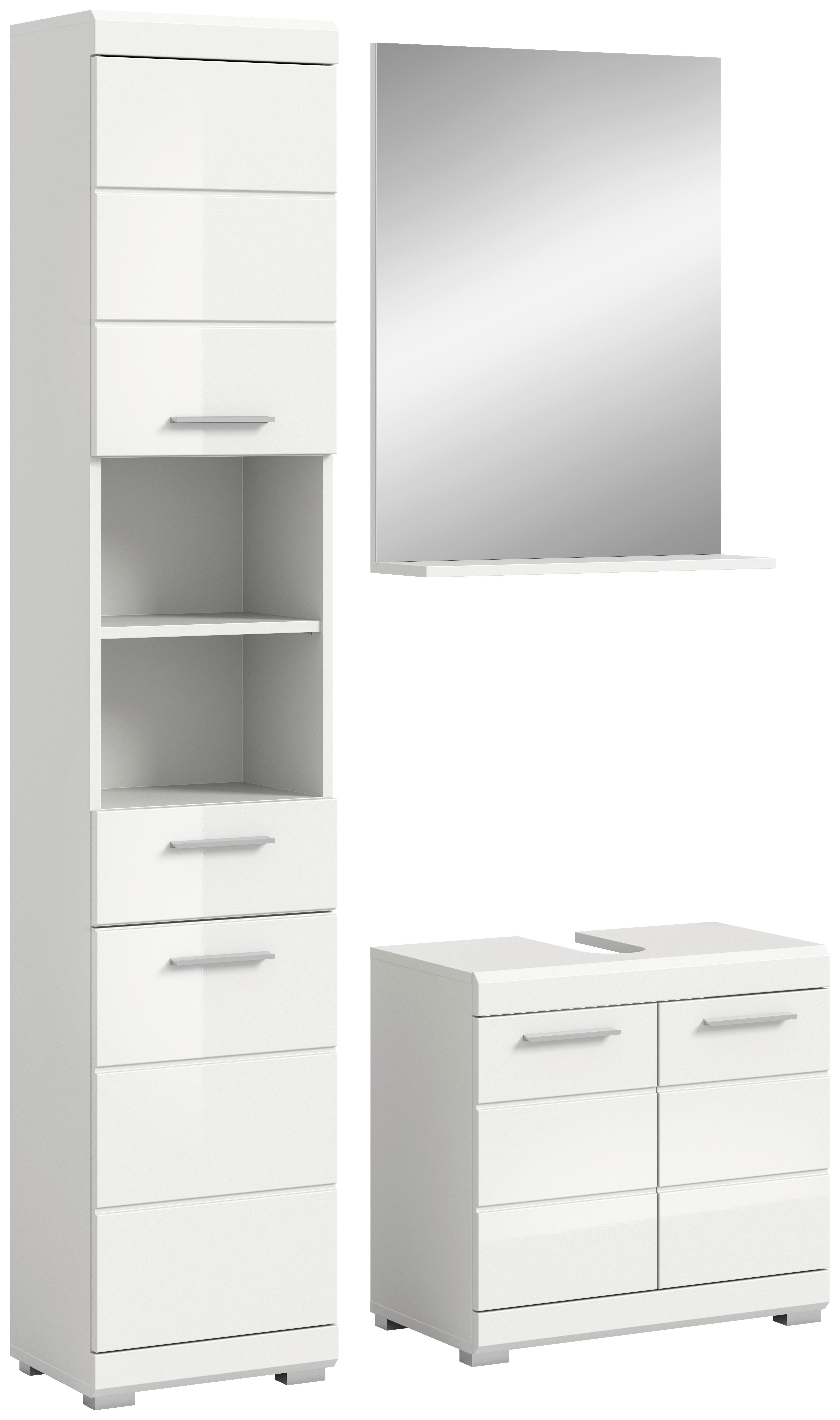 Badezimmer-Set Scout weiß weiß Hochglanz B/H/T: ca. 112x191x34 cm Scout - weiß (112,00/191,00/34,00cm) - xonox.home