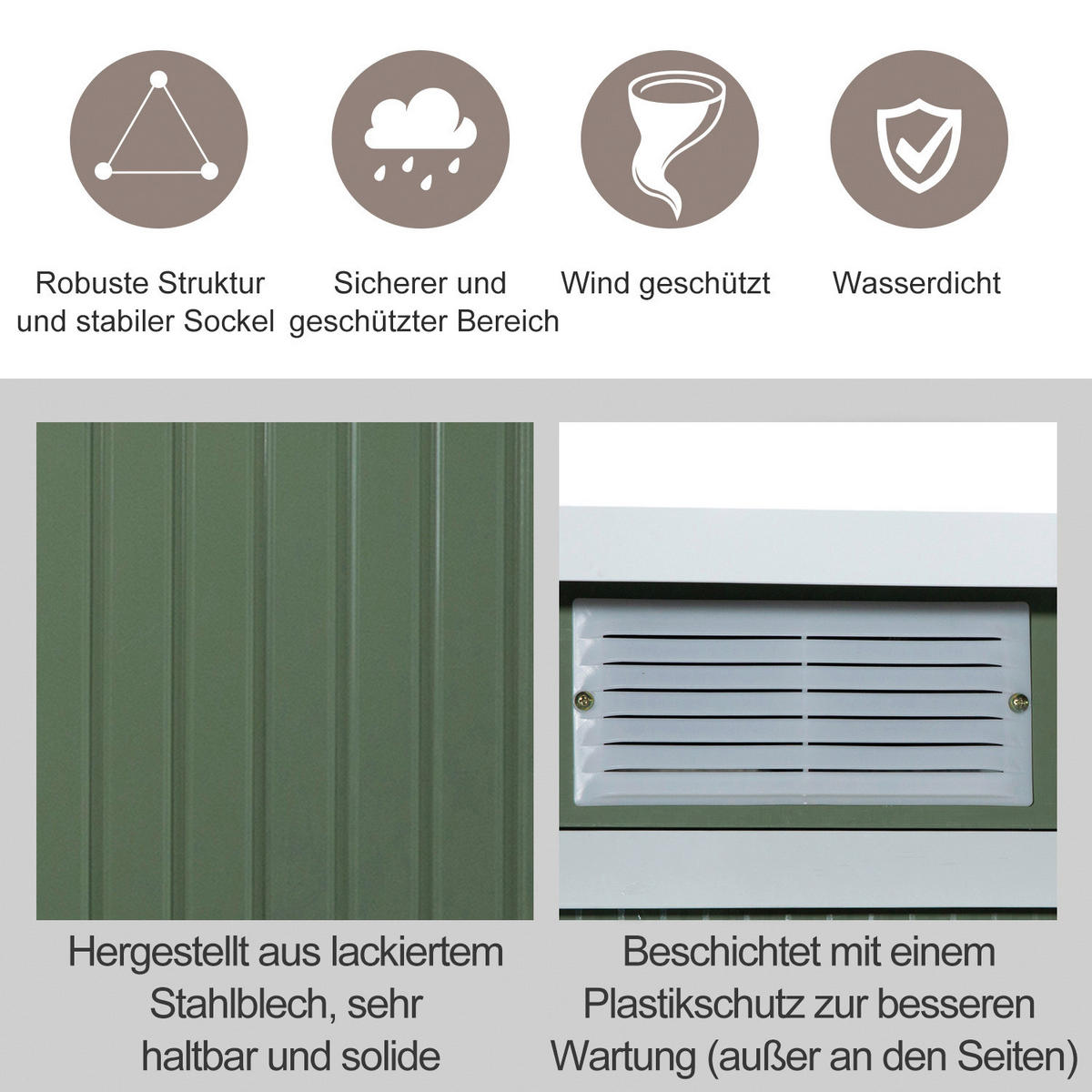 Outsunny Gartenschrank grün Stahl B/H/T: ca. 277x173x130 cm Gartenschrank mit Schiebetür - grün (277,00/173,00/130,00cm) - Outsunny
