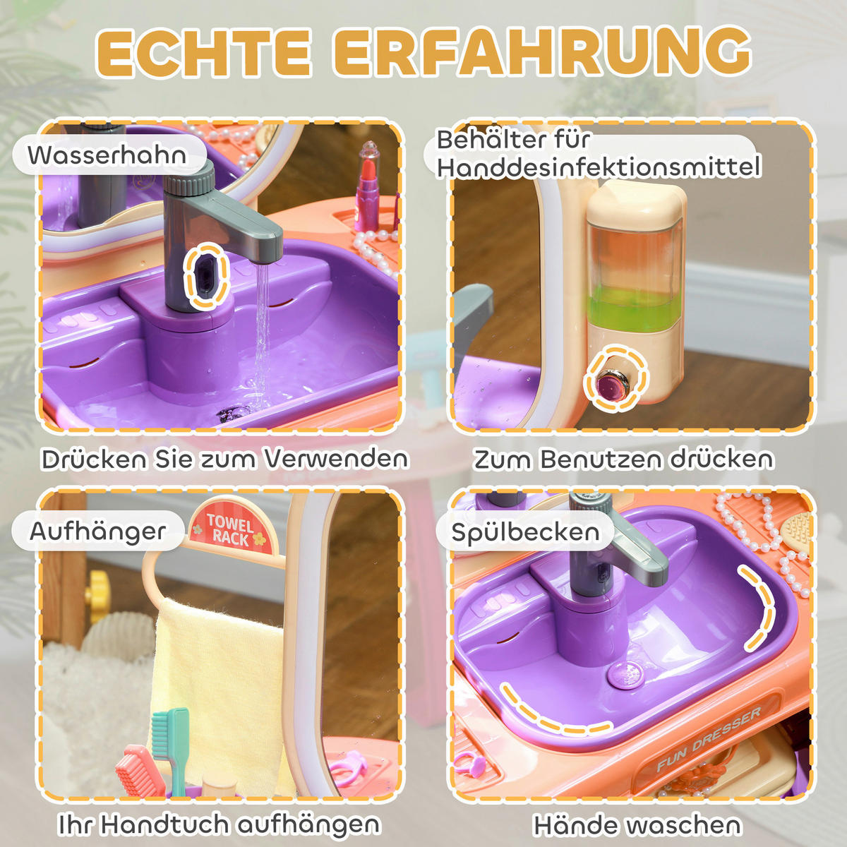 AIYAPLAY Kinder Schminktisch Set B/H/L: ca. 29x71x55 cm Kinder Schminktisch Set - violett (55,00/29,00/71,00cm) - AIYAPLAY