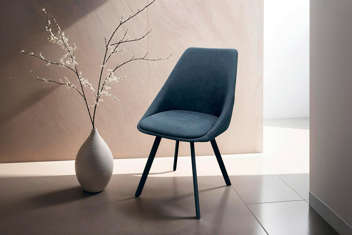 Stuhl JASPER 2er-Set. anthrazit Microfaser B/H/T: ca. 55x89x53 cm JASPER 2er-Set. - schwarz/anthrazit (55,00/89,00/53,00cm) - byLIVING