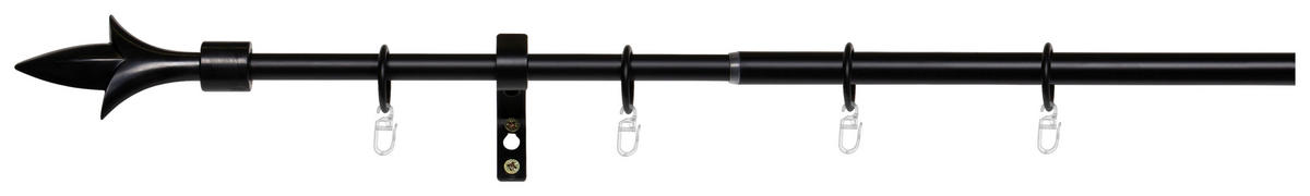 Gardinenstange schwarz Aluminium ausziehbar von ca. 130 bis 240 cm 1.0 Läufe Gardinenstange_Lance - schwarz