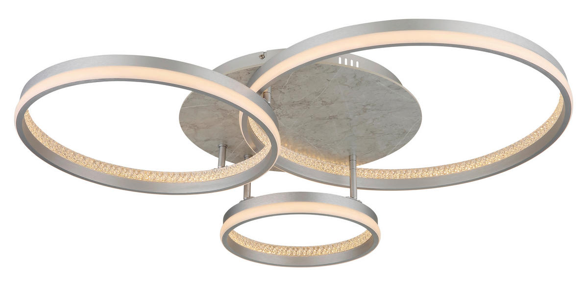 GLOBO LED-Deckenleuchte MARY 62000302 silber klar Opal MDF Kunststoff Metall B/H/L: ca. 85,5x16,7x68,5 cm 1 Brennstellen MARY - klar/Opal (68,50/85,50/16,70cm) - GLOBO
