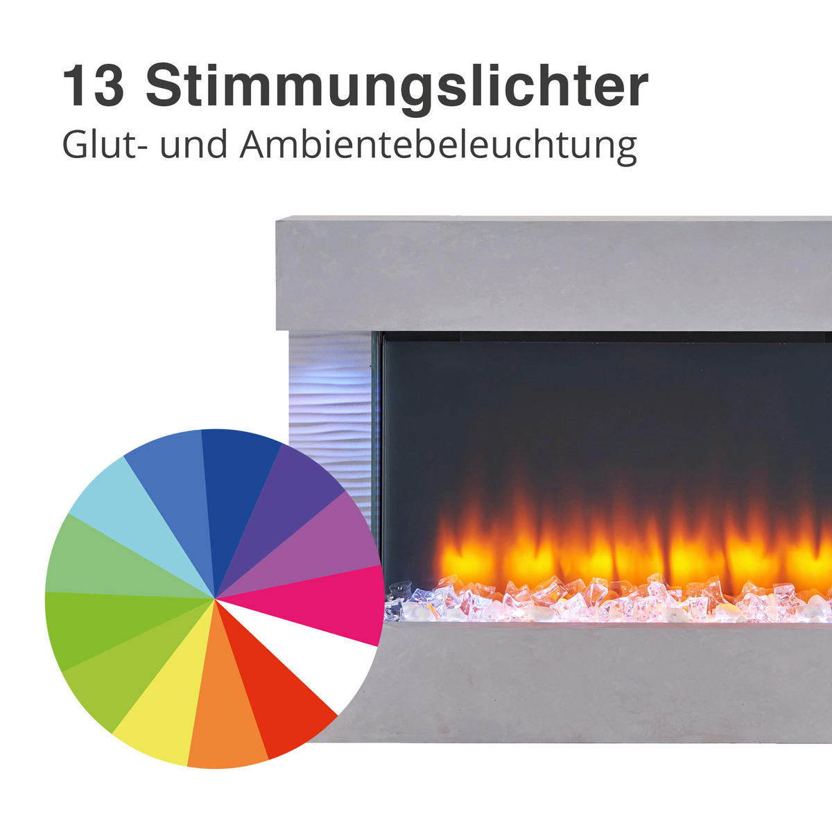 Balderia Wandkamin Elektrischer-Kamin Aidan grau MDF B/H/T: ca. 623x100x24 cm Elekt.-Kamin Aidan EF279A-MT279C-CG - grau (623,00/100,00/24,00cm) - Balderia