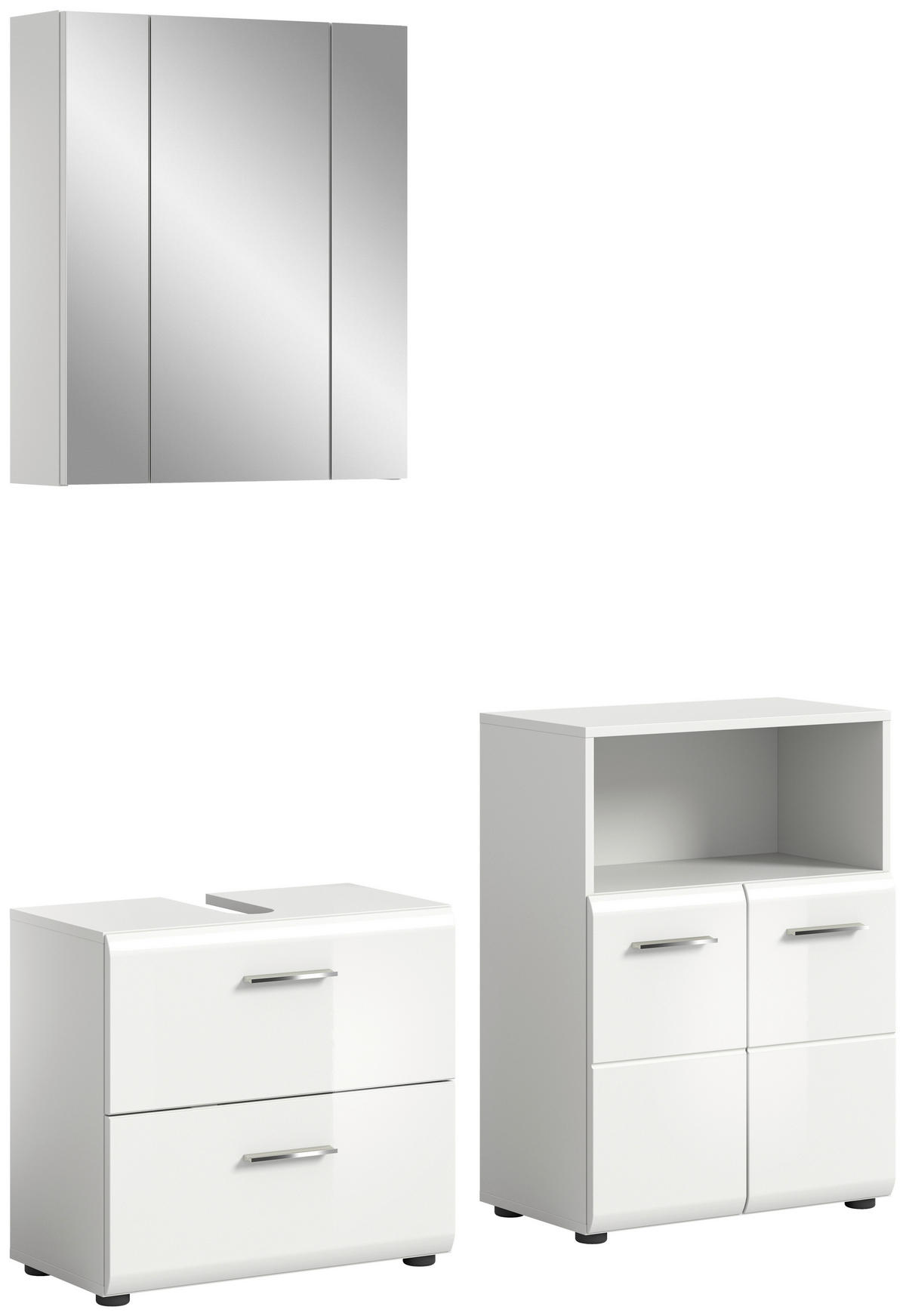 Badezimmer-Set ICE weiß weiß Hochglanz B/H/T: ca. 135x190x32 cm ICE - weiß (135,00/190,00/32,00cm) - xonox.home