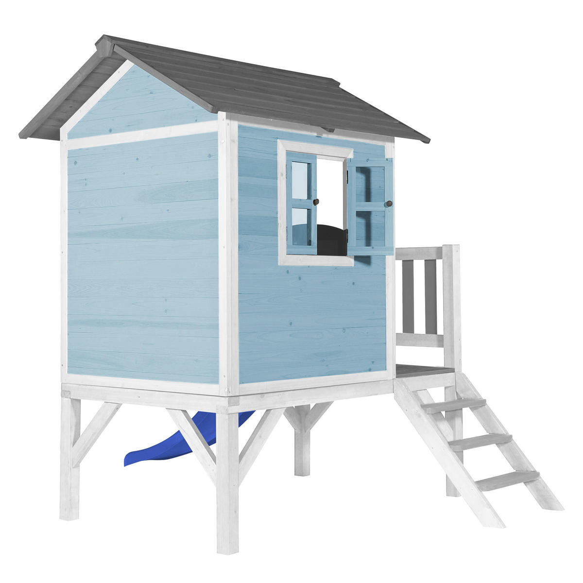 AXI Spielhaus Lodge XL blau B/H/T: ca. 240x189x167 cm Lodge XL - blau/weiß (240,00/189,00/167,00cm) - AXI