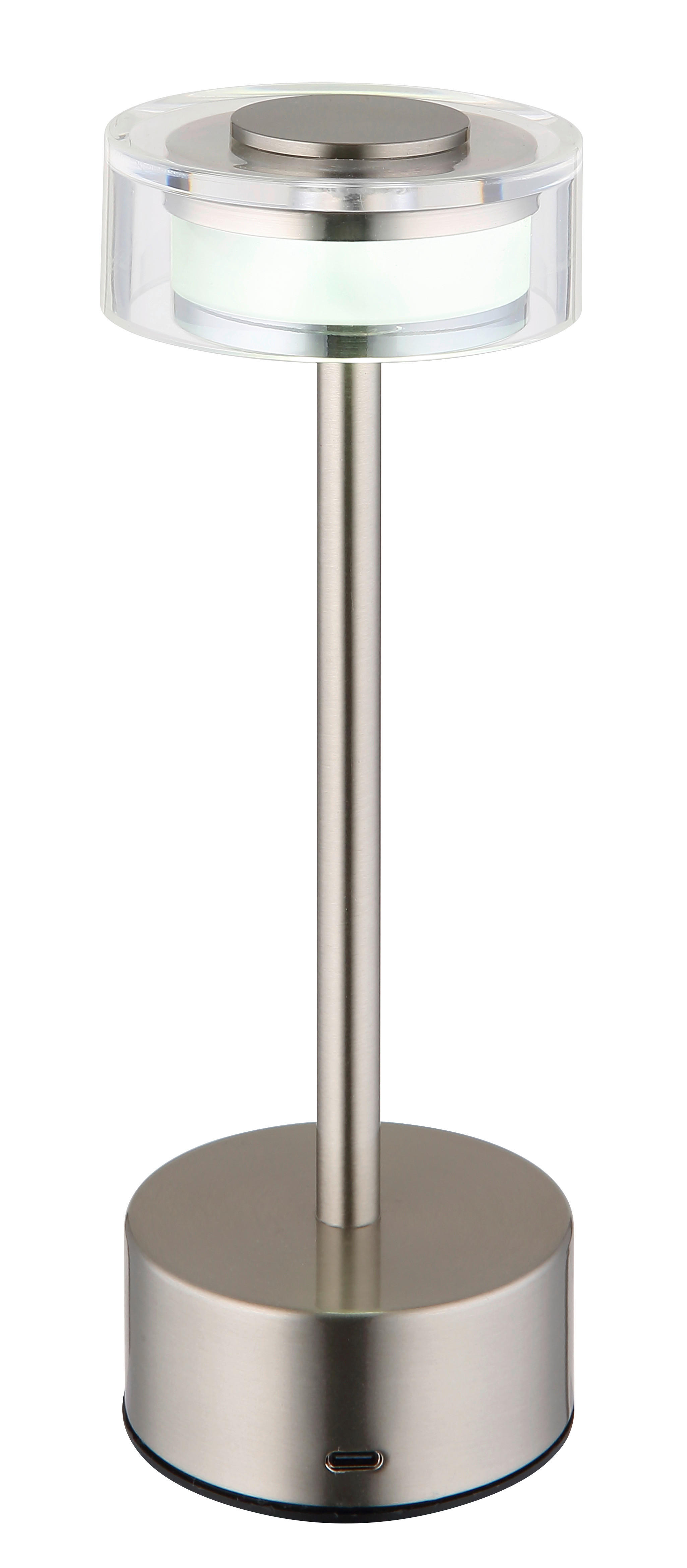 GLOBO LED-Tischleuchte SHIRA 21026N Rauch nickel klar Kunststoff Metall H/D: ca. 23,5x8 cm 1 Brennstellen SHIRA - klar/nickel (8,00/23,50cm) - GLOBO