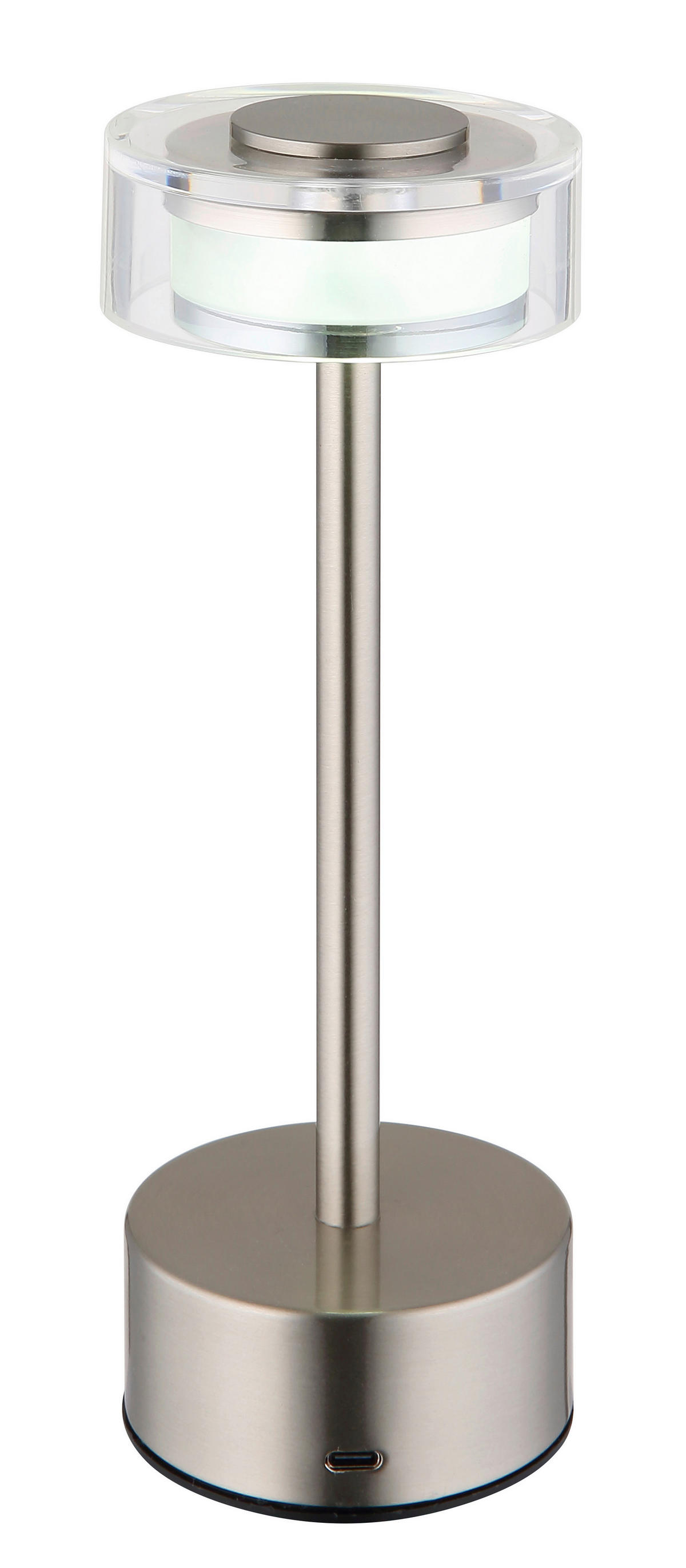GLOBO LED-Tischleuchte SHIRA 21026N Rauch nickel klar Kunststoff Metall H/D: ca. 23,5x8 cm 1 Brennstellen SHIRA - klar/nickel (8,00/23,50cm) - GLOBO