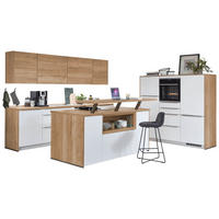 nobilia Inselküche Easytouch Alpinweiß Lacklaminat B/L: ca. 304x190 cm Easytouch - Eiche/Alpinweiß (304,00/190,00cm) - nobilia