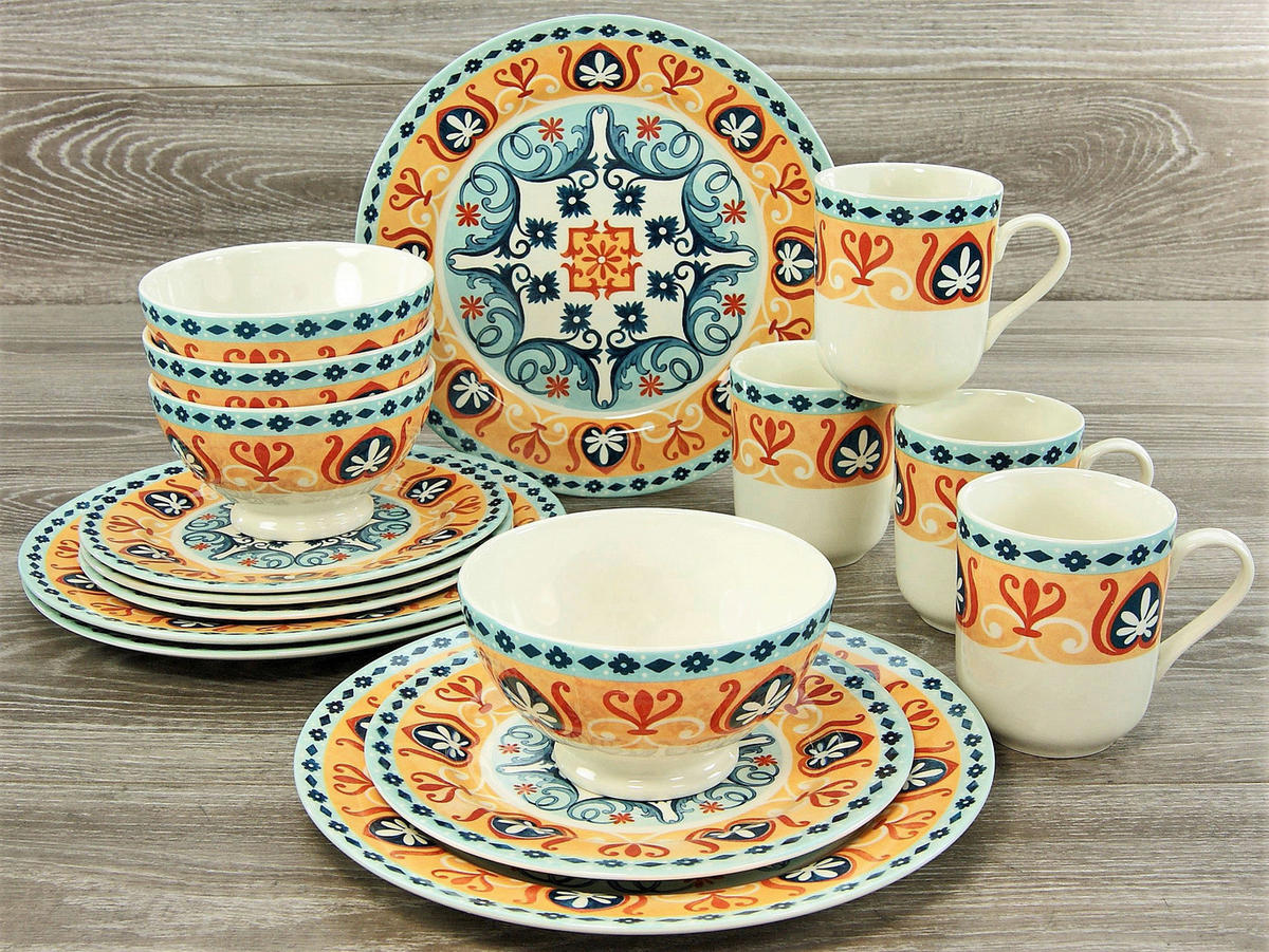 CreaTable Kombiservice Merida bunt Steingut 16 tlg. Merida - bunt - CreaTable