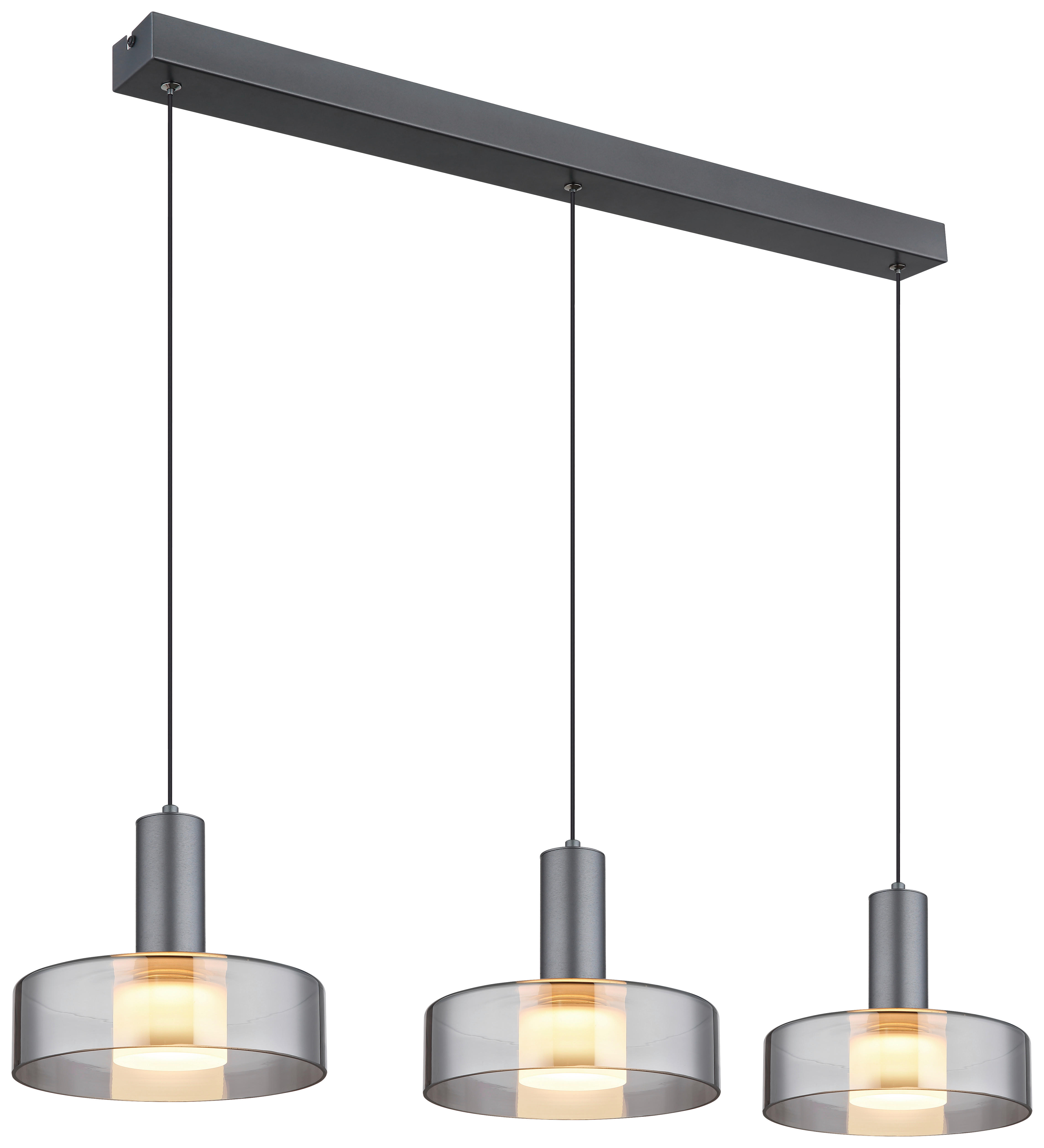 GLOBO Pendelleuchte grau Aluminium Glas Metall B/H/T/L: ca. 22x150x90x90 cm 1.0 Brennstellen GRANT - grau (90,00/22,00/150,00cm) - GLOBO