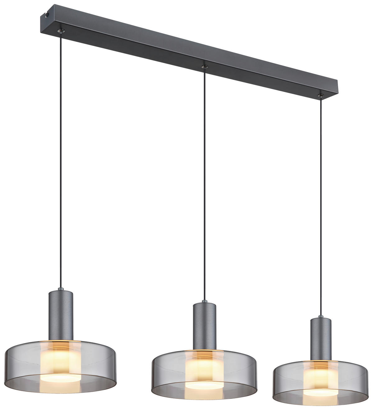 GLOBO Pendelleuchte grau Aluminium Glas Metall B/H/T/L: ca. 22x150x90x90 cm 1.0 Brennstellen GRANT - grau (90,00/22,00/150,00cm) - GLOBO