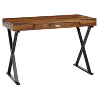 Schreibtisch natur schwarz pulverbeschichtet B/H/T: ca. 120x78x55 cm Schreibtisch - natur/schwarz (120,00/78,00/55,00cm) - Wohnling