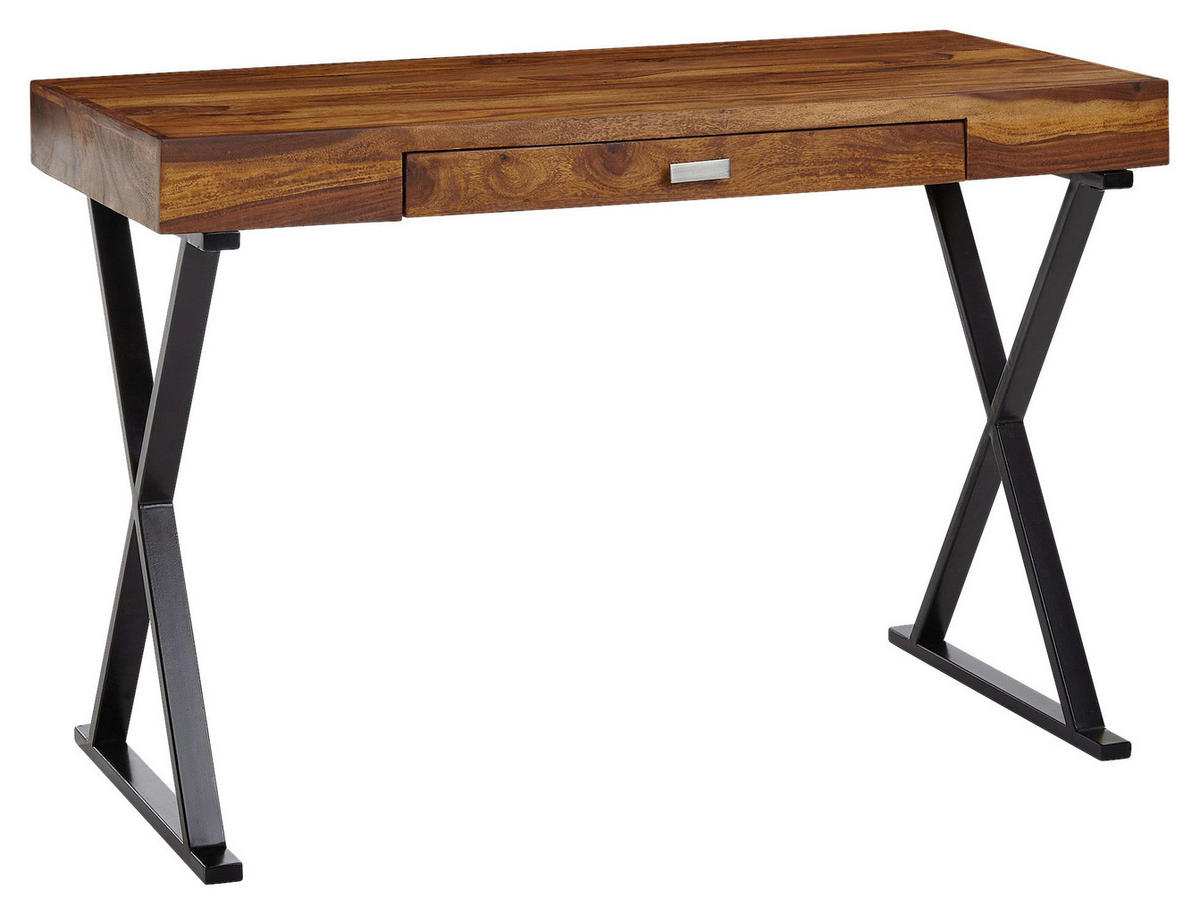 Schreibtisch natur schwarz pulverbeschichtet B/H/T: ca. 120x78x55 cm Schreibtisch - natur/schwarz (120,00/78,00/55,00cm) - Wohnling