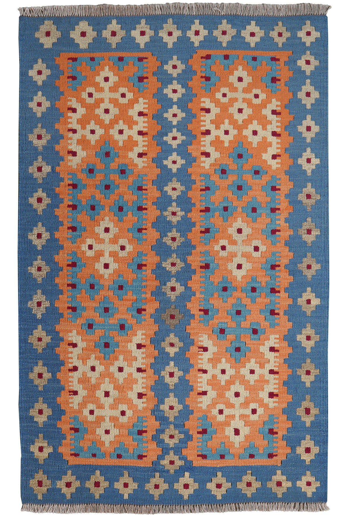 PersaTepp Teppich Kelim Gashgai blau B/H/L: ca. 84x1x134 cm Kelim Gashgai - orange/blau (134,00/84,00/1,00cm) - PersaTepp