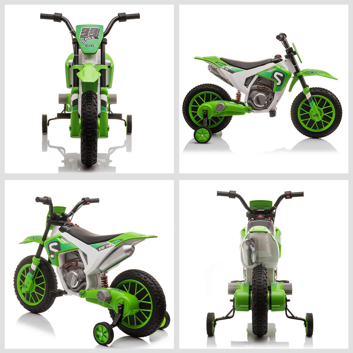 HOMCOM Kinder-Elektromotorrad grün B/H/L: ca. 51,5x68x106,5 cm Kinder-Elektromotorrad - grün (106,50/51,50/68,00cm) - HOMCOM