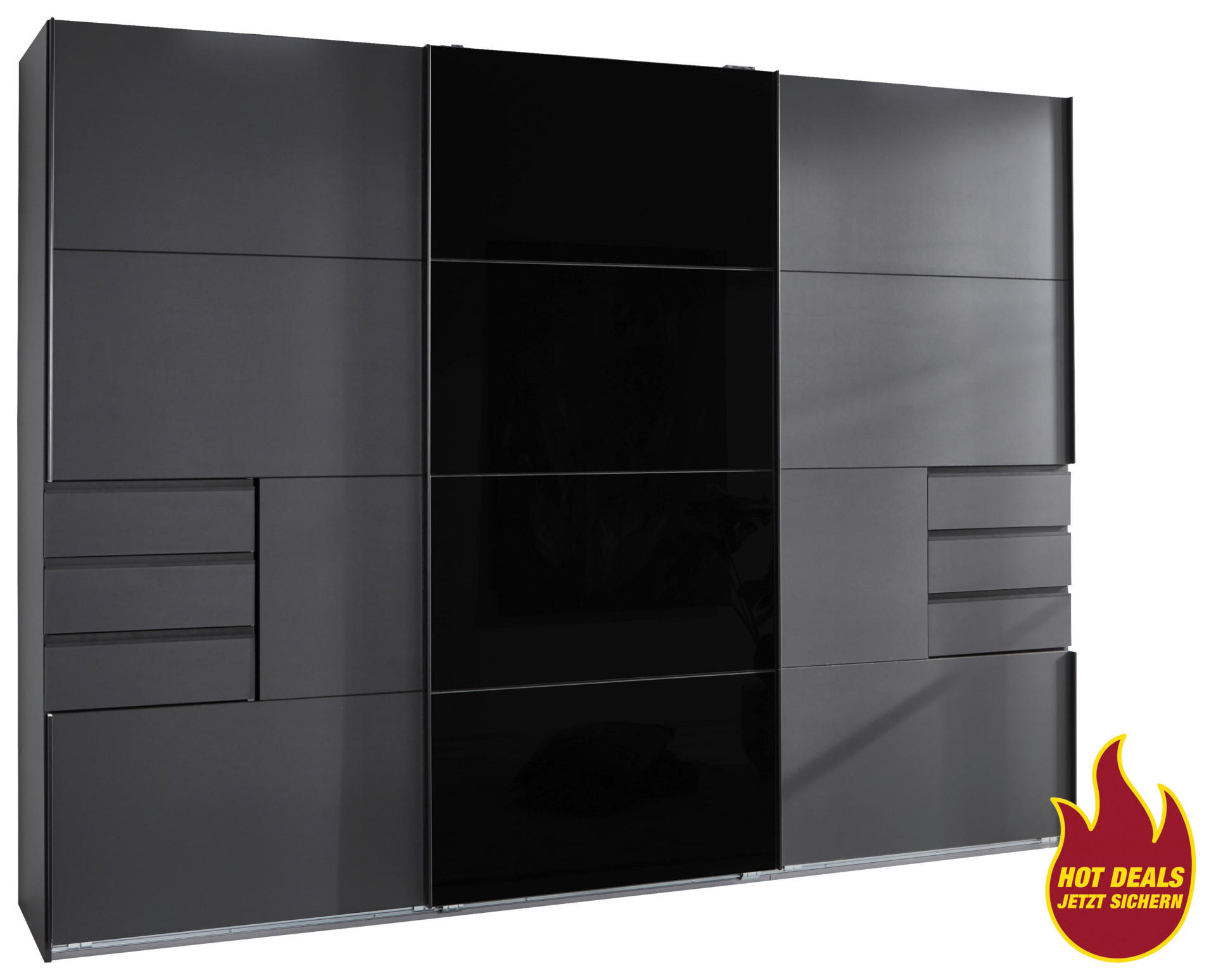 Schwebetürenschrank Saigon Graphit B/H/T: ca. 270x210x64 cm Saigon - Graphit/schwarz (270,00/210,00/64,00cm)