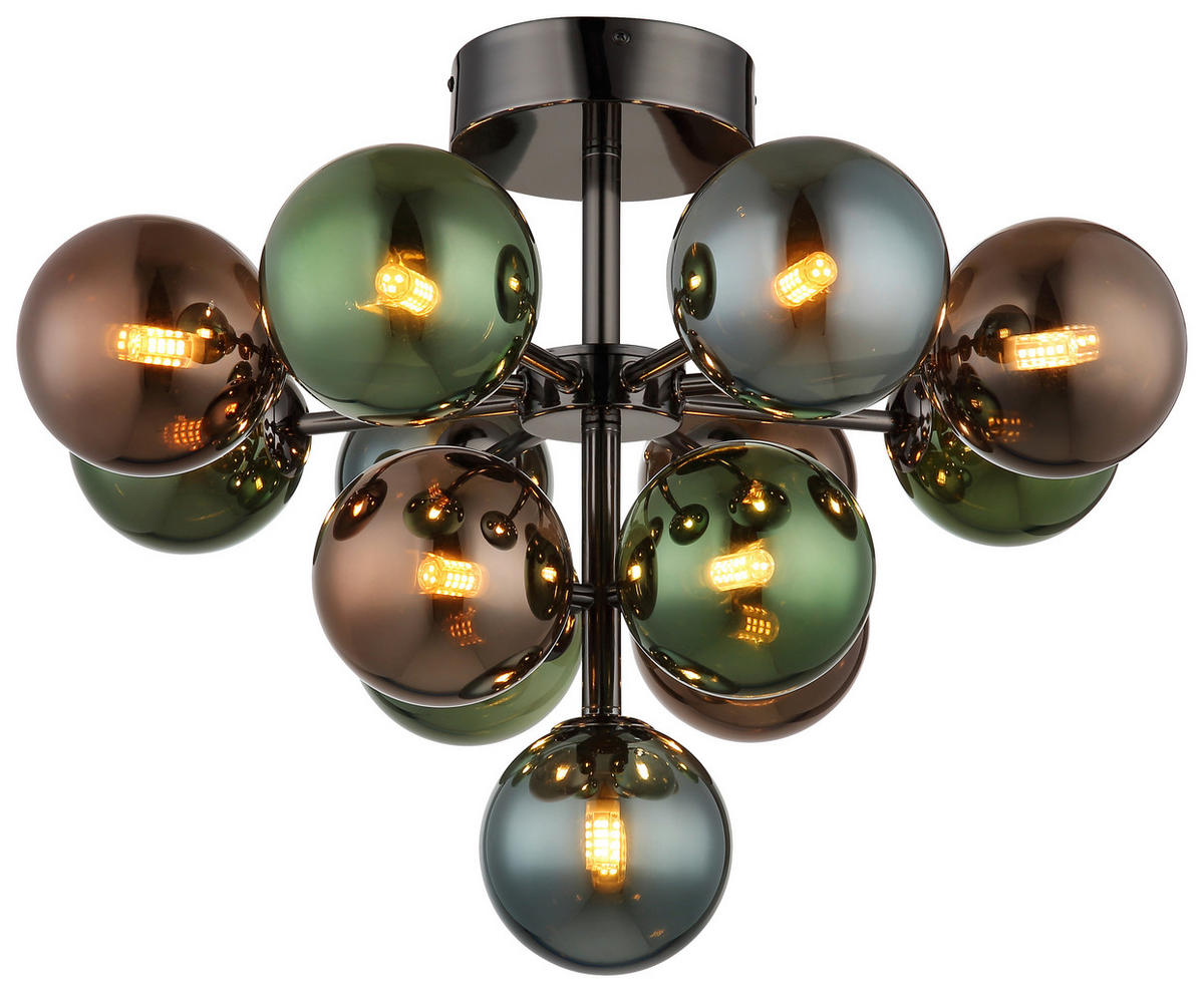 GLOBO Deckenleuchte Multi schwarz Metall Glas H/D: ca. 43x56 cm G9 1 Brennstellen GRAPPY - schwarz/Multi (56,00/43,00cm) - GLOBO