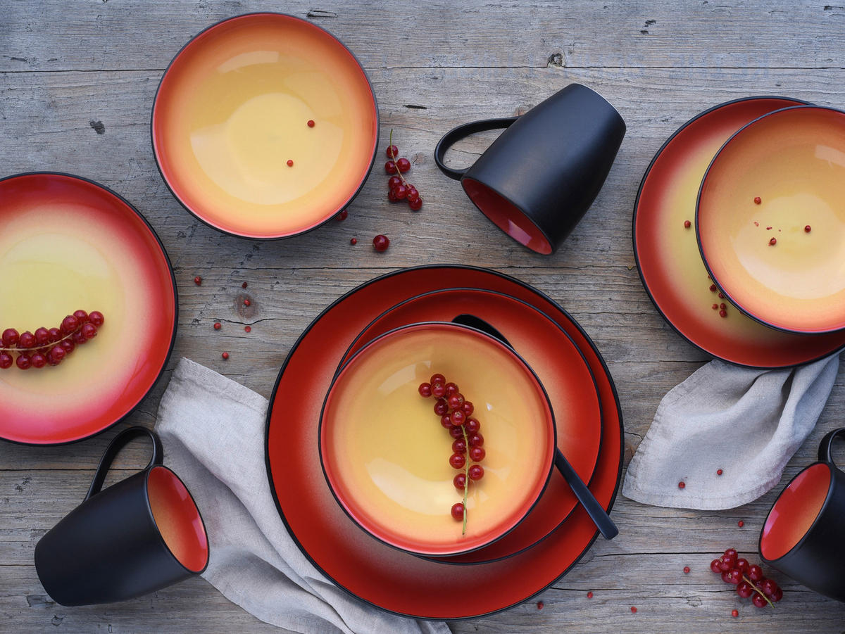 CreaTable Kombiservice HOT RED rot Steinzeug 16 tlg. HOT RED - rot - CreaTable
