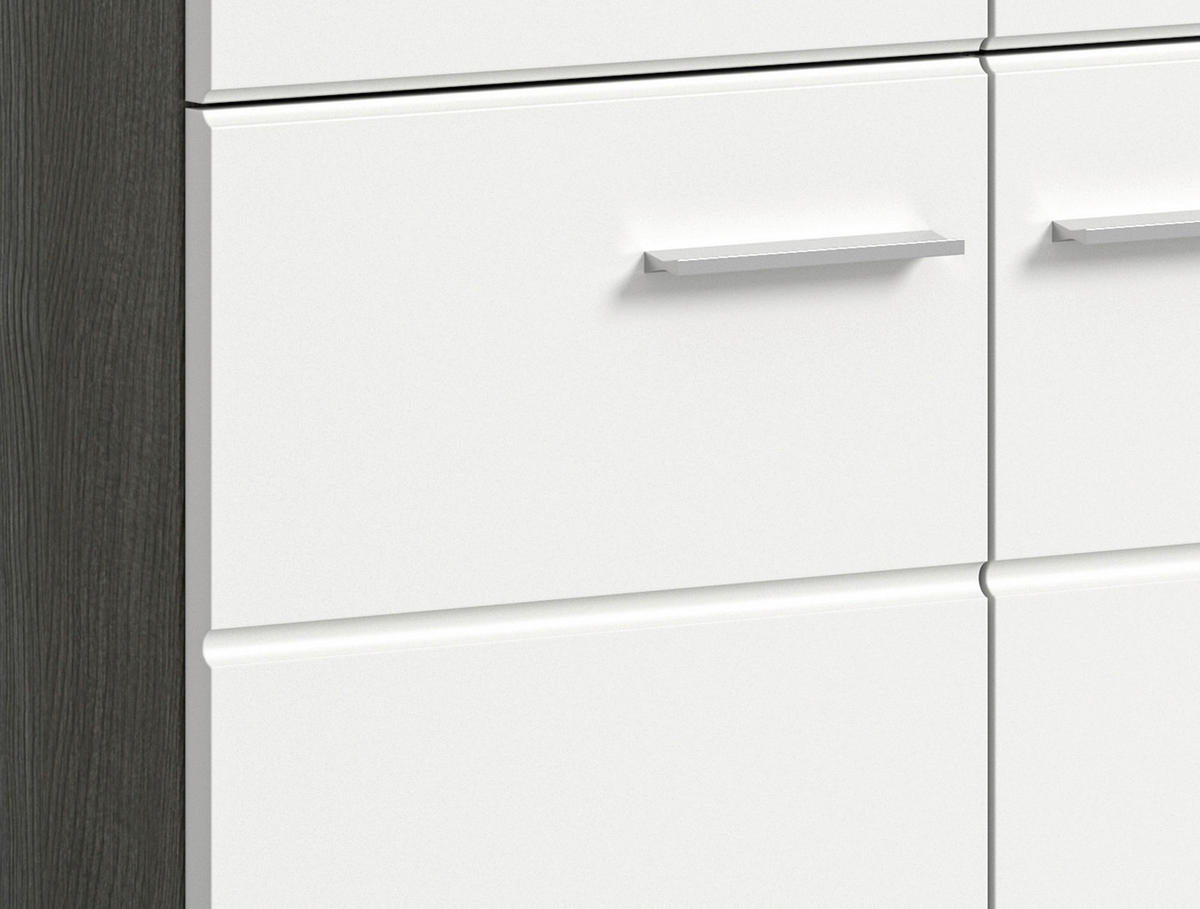 Garderobe SALSA Eiche Rauchsilber Nachbildung weiß Hochglanz B/H/T: ca. 155x192x37 cm SALSA - Eiche/weiß (155,00/192,00/37,00cm) - xonox.home