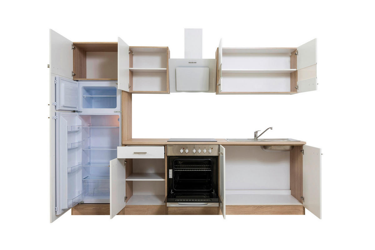 Respekta Küchenblock Economy weiß B/H/T: ca. 270x200x60 cm Economy - Eiche/weiß (270,00/200,00/60,00cm) - Respekta