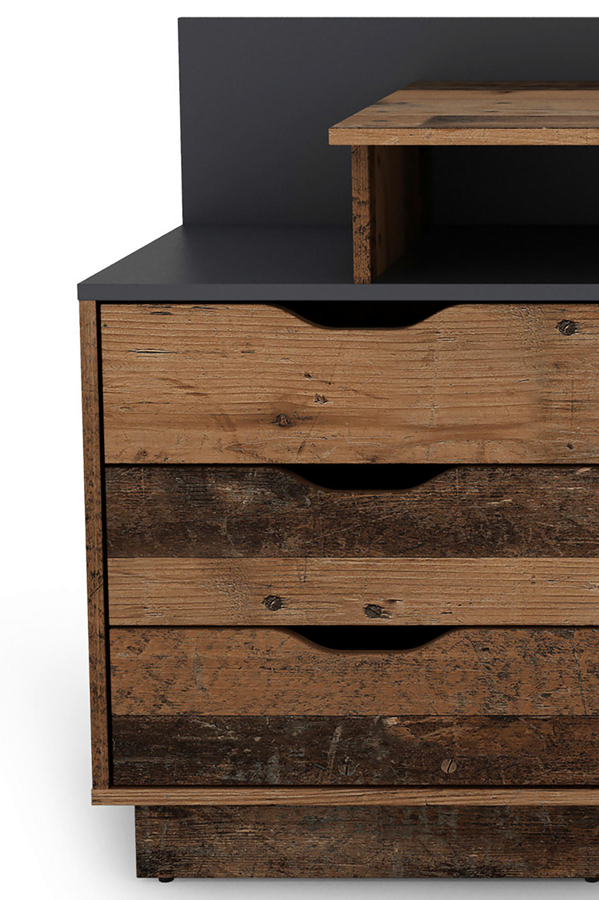 Schreibtisch BELFAST Eiche Old Wood Nachbildung anthrazit B/H/T: ca. 138x83,5x51,5 cm BELFAST - Eiche/anthrazit (138,00/83,50/51,50cm) - byLIVING