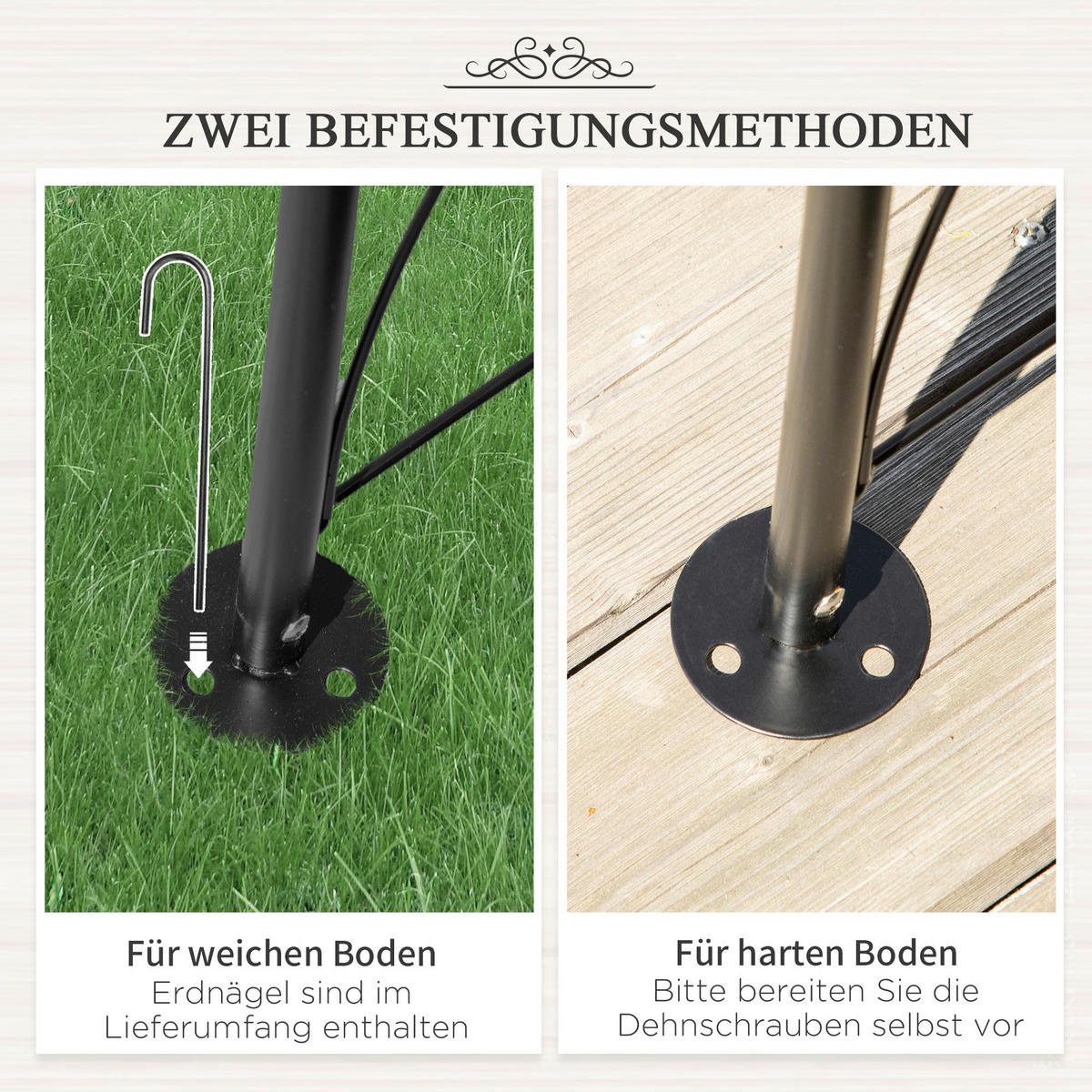 Outsunny Rosenbogen schwarz B/H/L: ca. 30x230x114 cm Rosenbogen - schwarz (114,00/30,00/230,00cm) - Outsunny