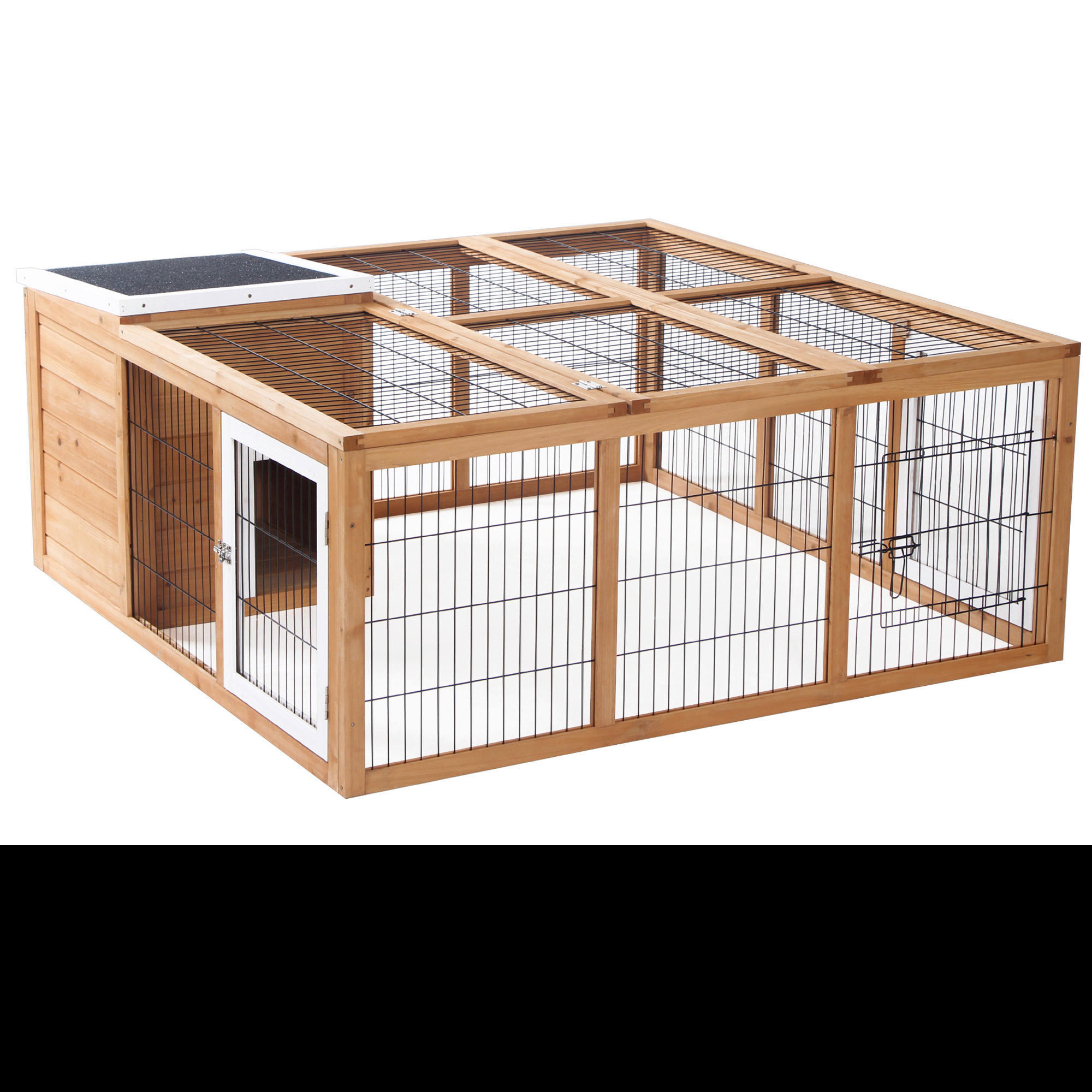 PawHut Stall natur Holz B/H/L: ca. 120x123x52 cm Kaninchenstall - natur (52,00/120,00/123,00cm) - PawHut