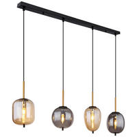 GLOBO Pendelleuchte Blacky 15345-4A Rauch amber schwarz Glas Messing Metall B/H/L: ca. 18,5x120x110 cm E14 4 Brennstellen Pendelleuchte Blacky - schwarz/Rauch (110,00/18,50/120,00cm) - GLOBO