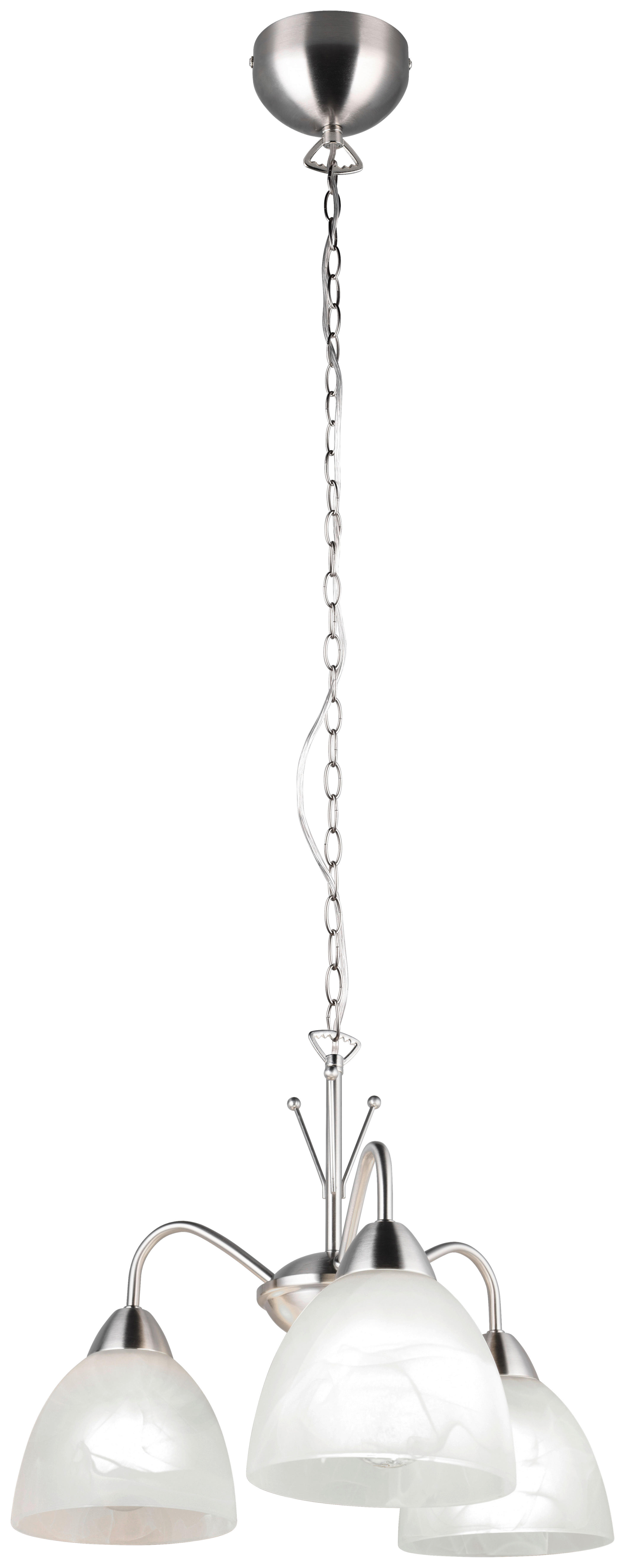 Reality Pendelleuchte Dobby R31053007 nickel weiß Glas PVC Metall H/D: ca. 150x43 cm E27 3 Brennstellen Dobby - nickel/weiß (43,00/150,00cm) - Reality