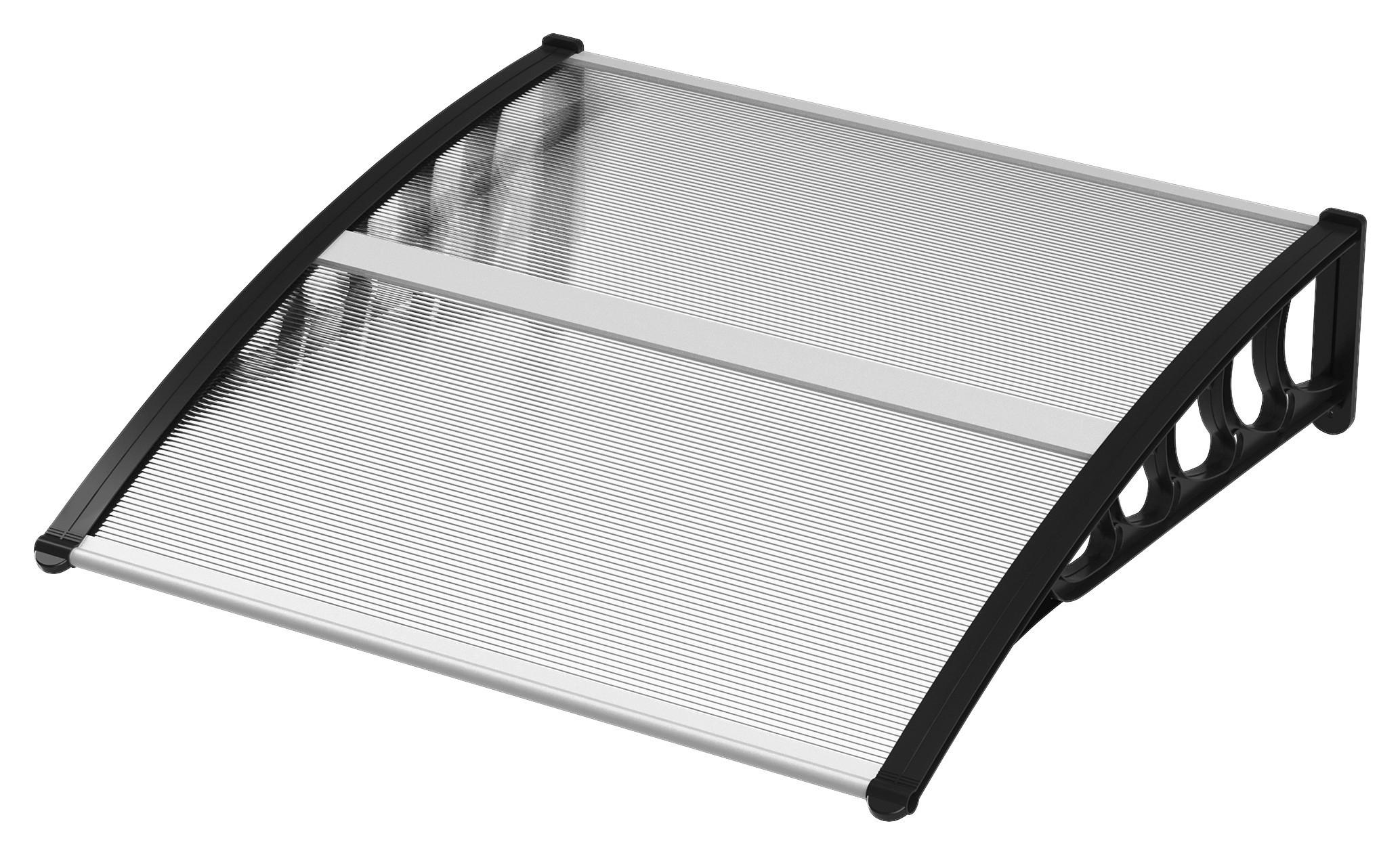 Outsunny Pultvordach transparent B/H/L: ca. 96,5x27x103 cm Pultvordach - schwarz/transparent (103,00/96,50/27,00cm) - Outsunny