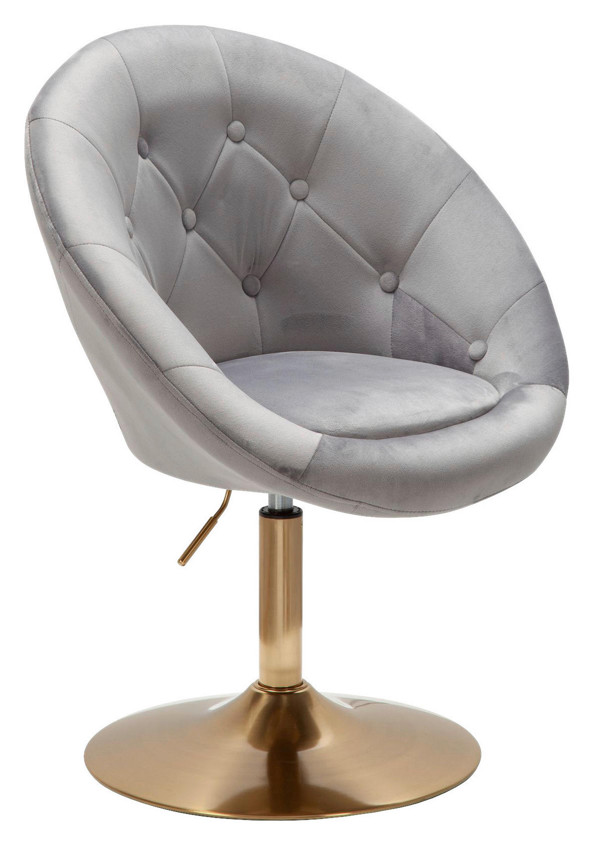 Wohnling Sessel grau gold Stoff Eisen Loungesessel - gold/grau - Wohnling