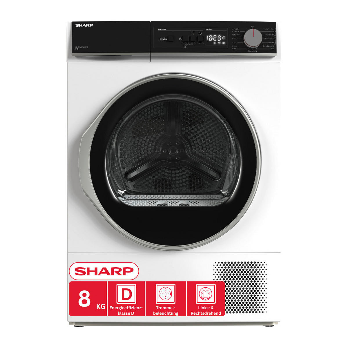 Sharp Wärmepumpentrockner KD-NHA8S6GW1D-DE Wärmepumpentrockner KD-NHA8S6GW1DDE - weiß (59,60/84,60/60,90cm) - Sharp