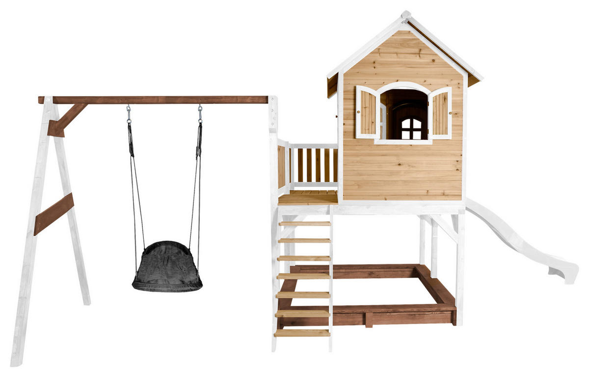 AXI Spielhaus Liam braun B/H/L: ca. 613x291x277 cm Liam - braun/weiß (277,00/613,00/291,00cm) - AXI