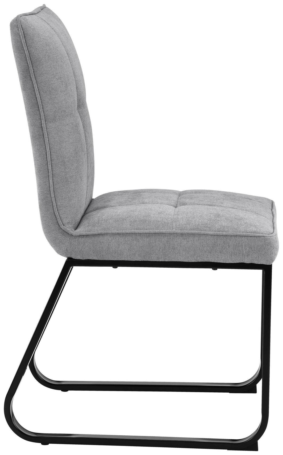 Stuhl TALEA  2er-Set hellgrau schwarz Webstoff Metall B/H/T: ca. 46x86x55 cm TALEA  2er-Set - hellgrau/schwarz (46,00/86,00/55,00cm) - byLIVING