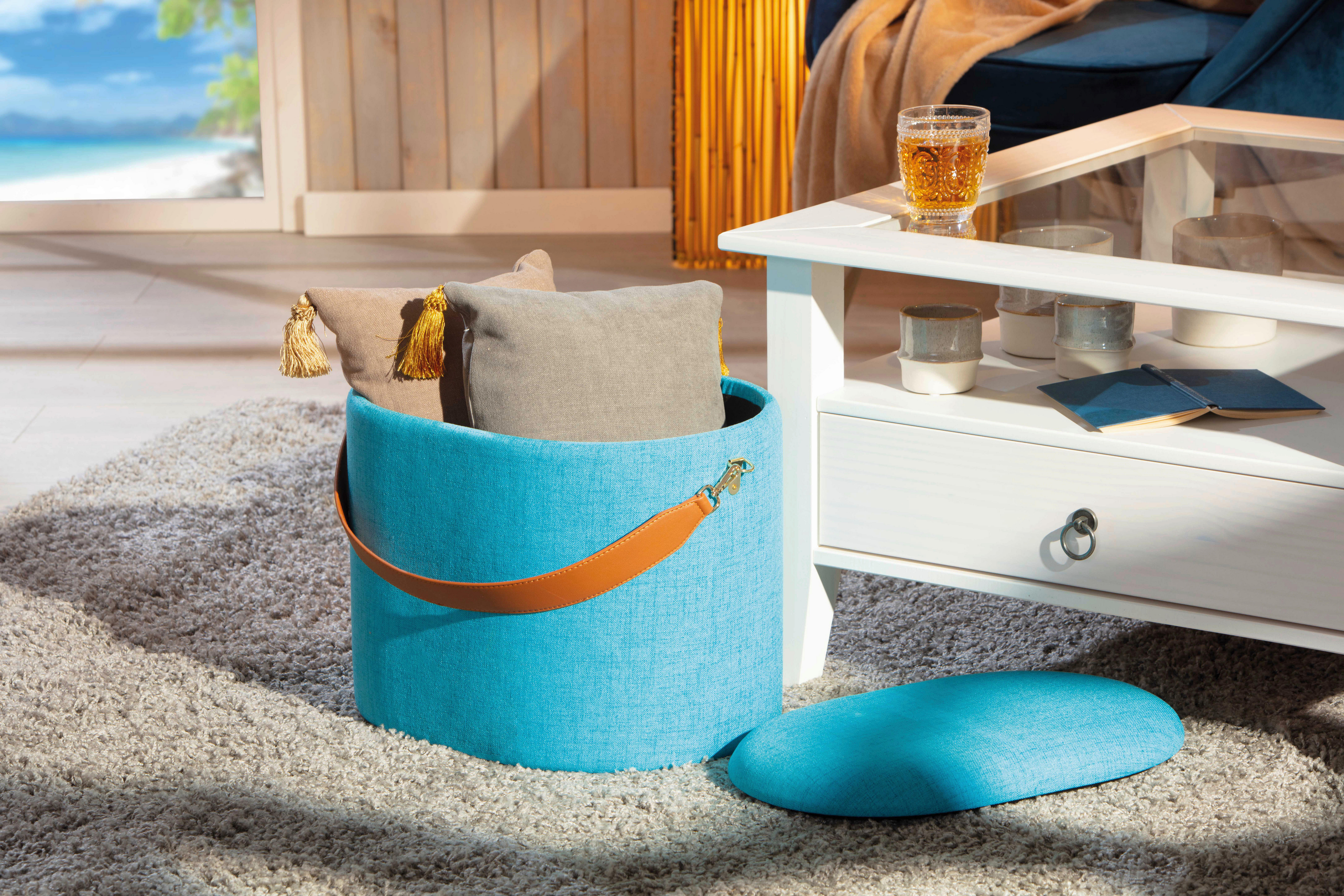 Inter Link Hocker Dilia hellblau MDF B/H/T: ca. 42x36x30 cm Dilia - hellblau (42,00/36,00/30,00cm) - Inter Link