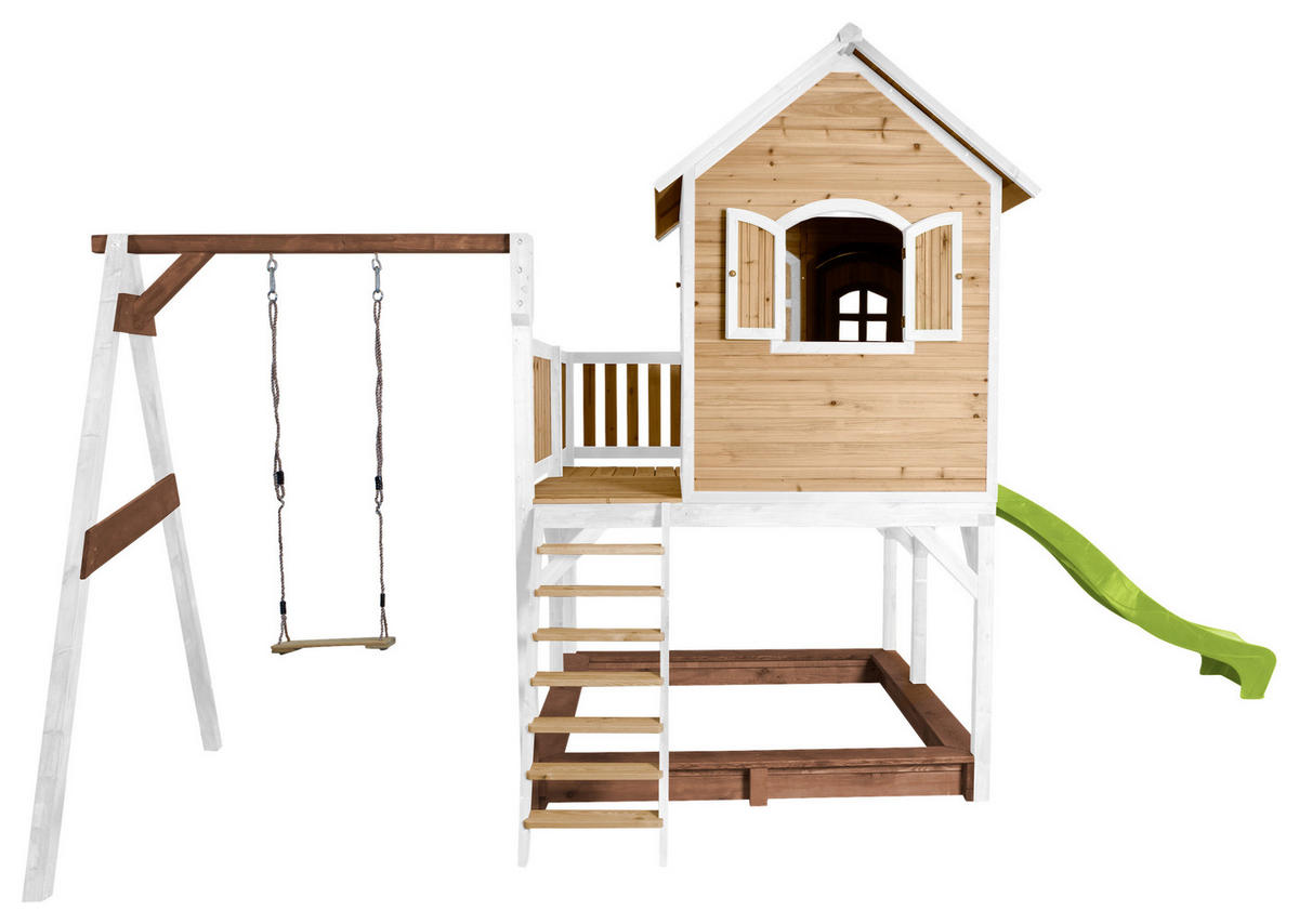 AXI Spielhaus Liam braun B/H/L: ca. 541x291x277 cm Liam - braun/weiß (277,00/541,00/291,00cm) - AXI