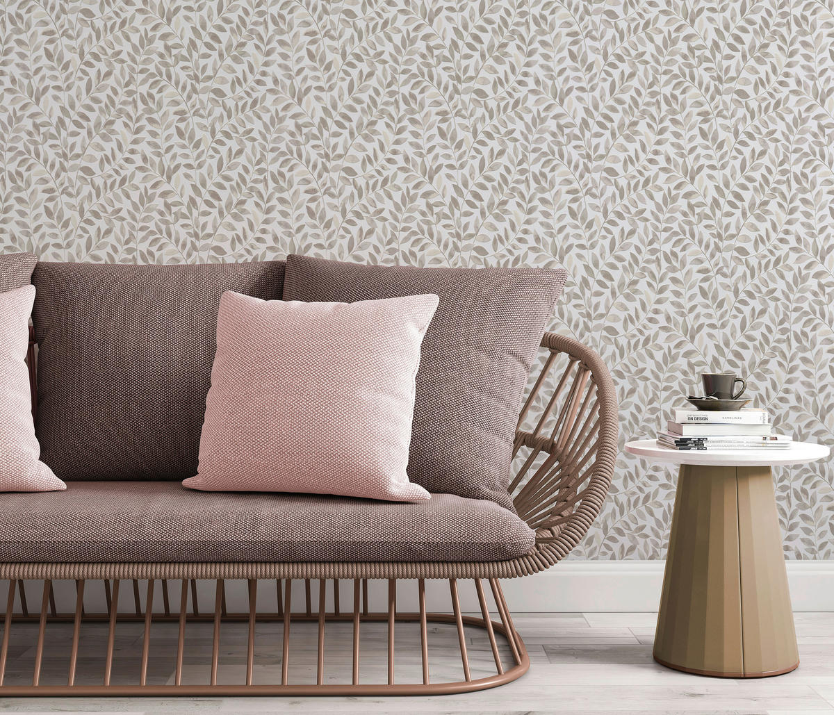 Erismann Vliestapete Blätter weiß beige B/L: ca. 53x1005 cm Vliestapete_10462-11 - beige/weiß (53,00/1005,00cm) - Erismann