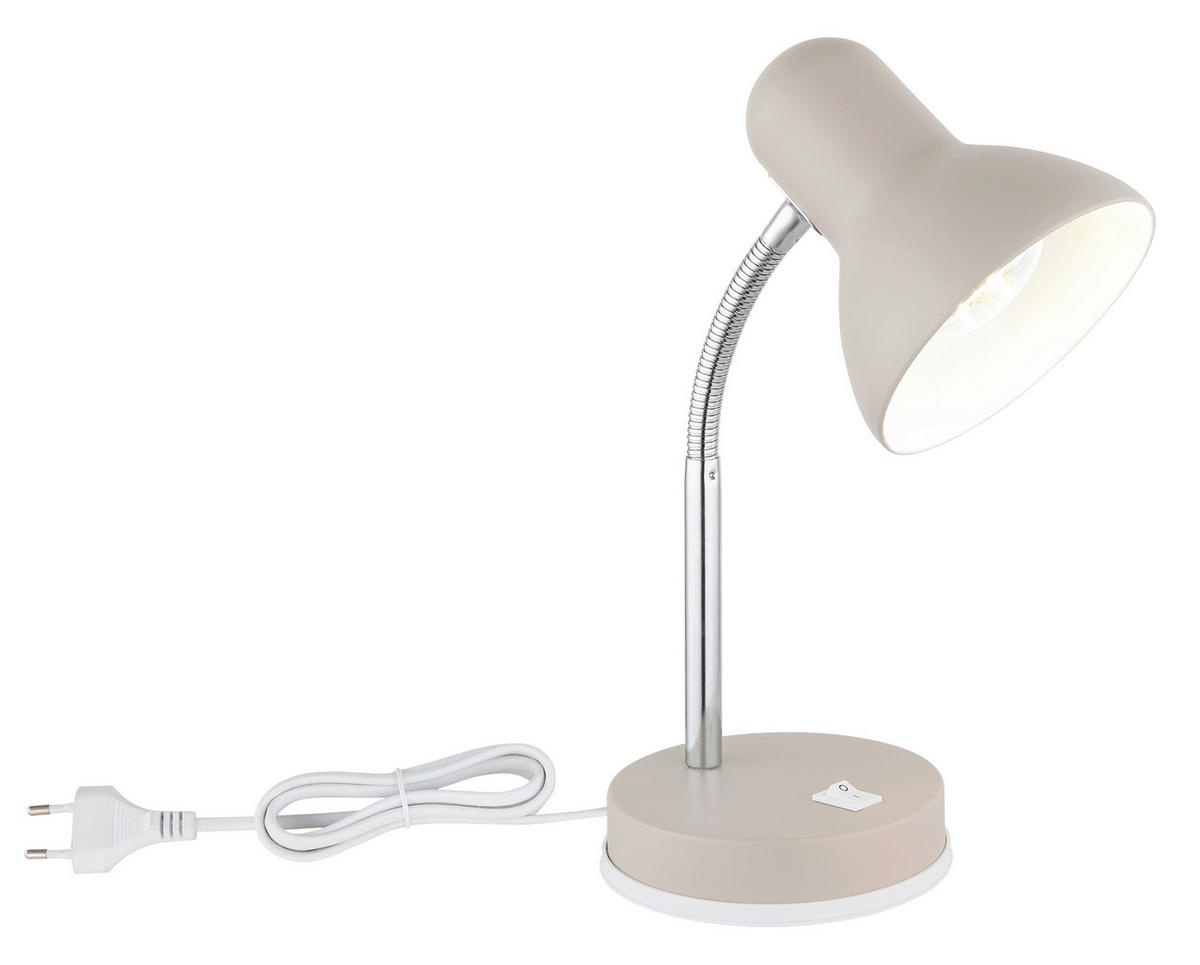 GLOBO Tischleuchte sand Chrom Metall Kunststoff B/H/L: ca. 21,5x12,5x35 cm E27 1 Brennstellen Tischleuchte_Basic - sand/Chrom (35,00/21,50/12,50cm) - GLOBO