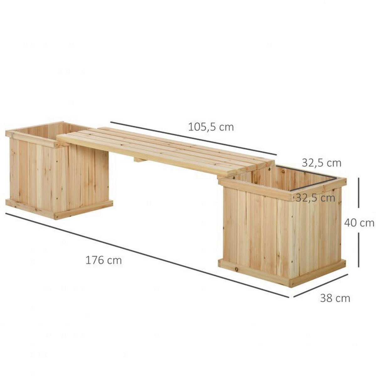 Outsunny Hochbeet Holz H/T/L: ca. 40x38x176 cm Hochbeet 845-438ND - (176,00cm) - Outsunny
