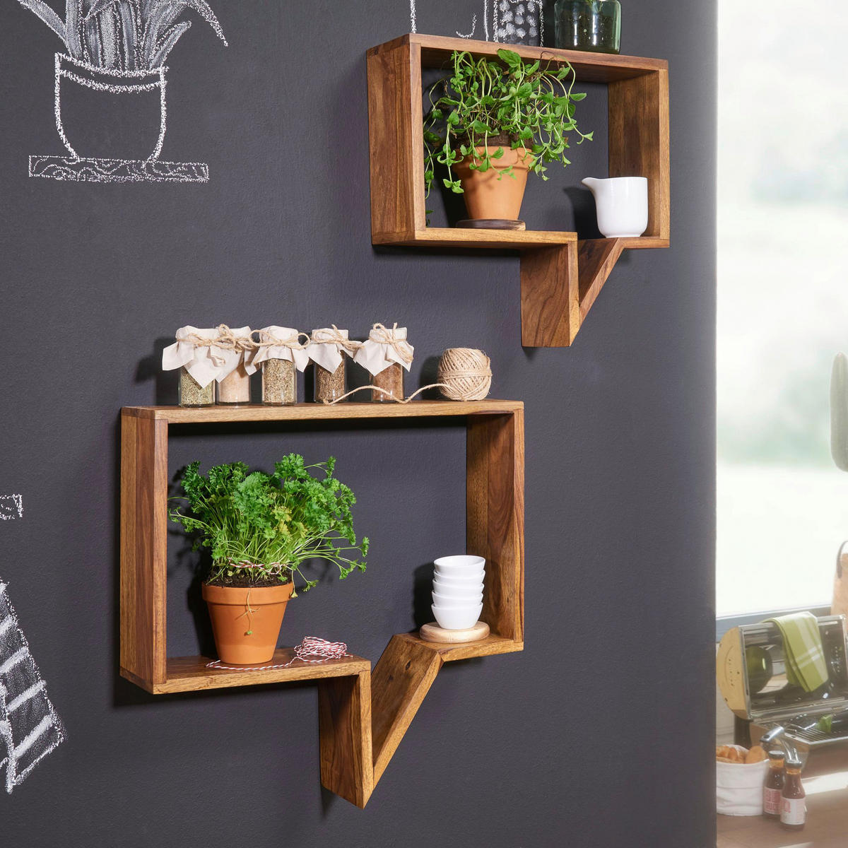 Wandregal natur B/H/T: ca. 50x49x13 cm Wandregal - natur (50,00/49,00/13,00cm) - Wohnling