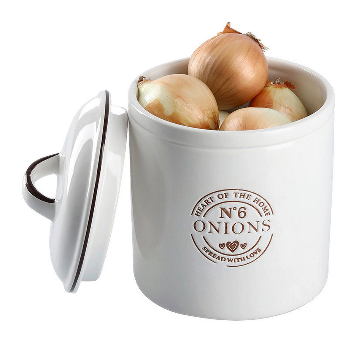 Zeller Vorratsdose Onions weiß Keramik B/H: ca. 14,5x20 cm Onions - weiß (14,50/20,00cm) - Zeller