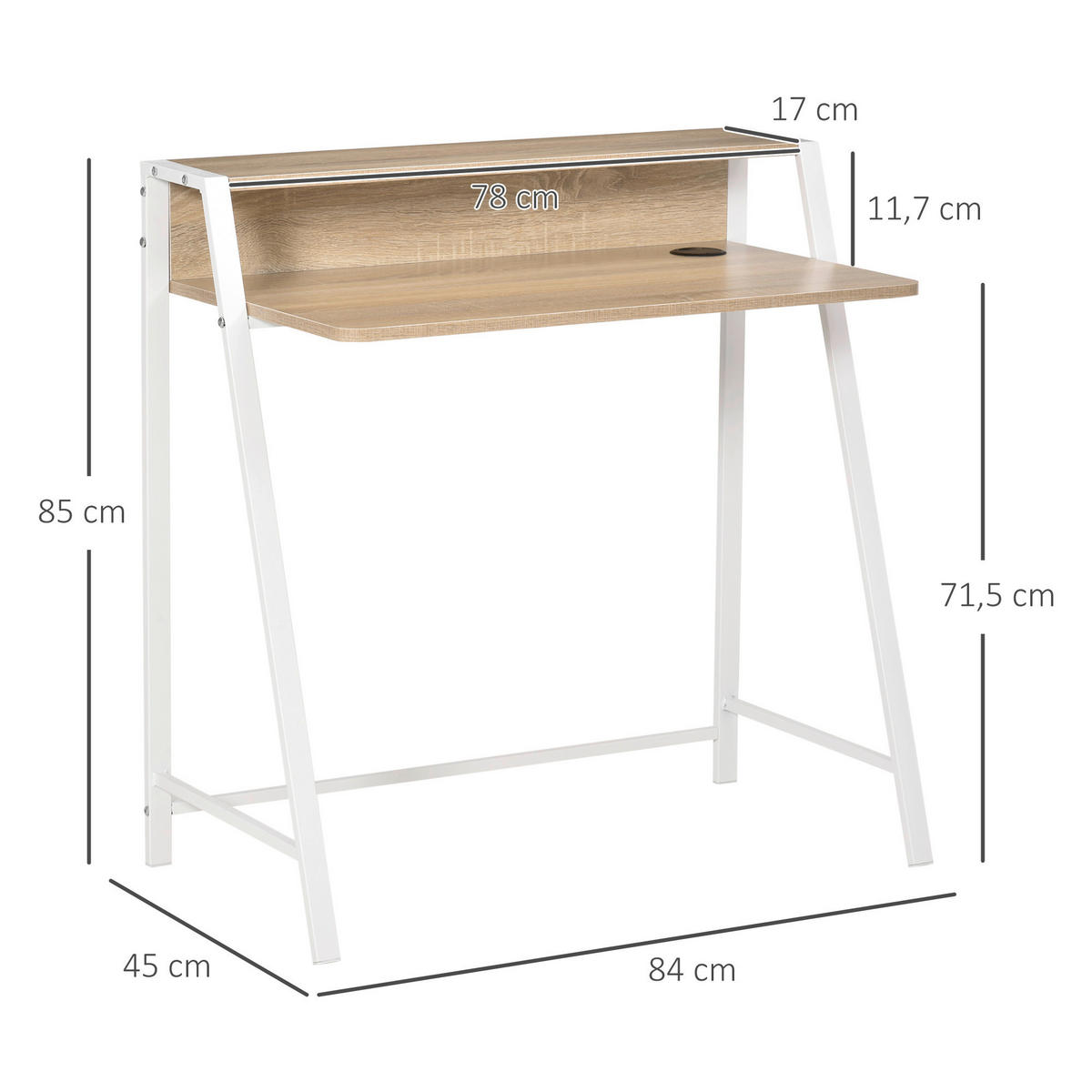 Schreibtisch 836-055AK weiß Eiche Nachbildung B/H/T: ca. 84x85x45 cm 836-055AK - Eiche/weiß (84,00/85,00/45,00cm) - HOMCOM