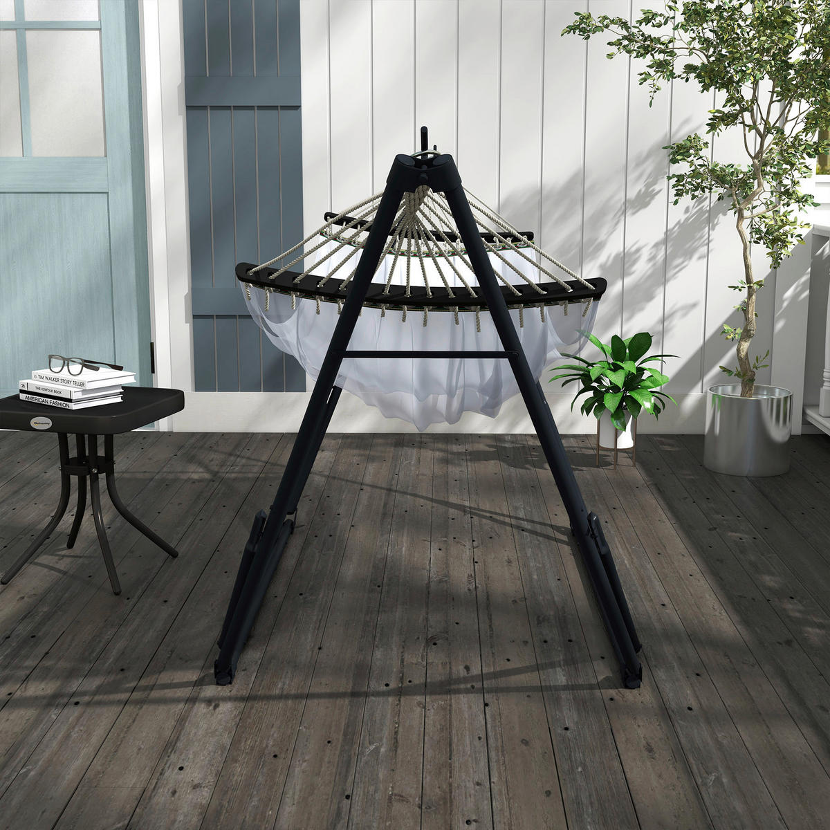 Outsunny Hängemattengestell weiß Nylon B/H/L: ca. 89x263x100 cm Hängemattengestell - weiß (100,00/89,00/263,00cm) - Outsunny