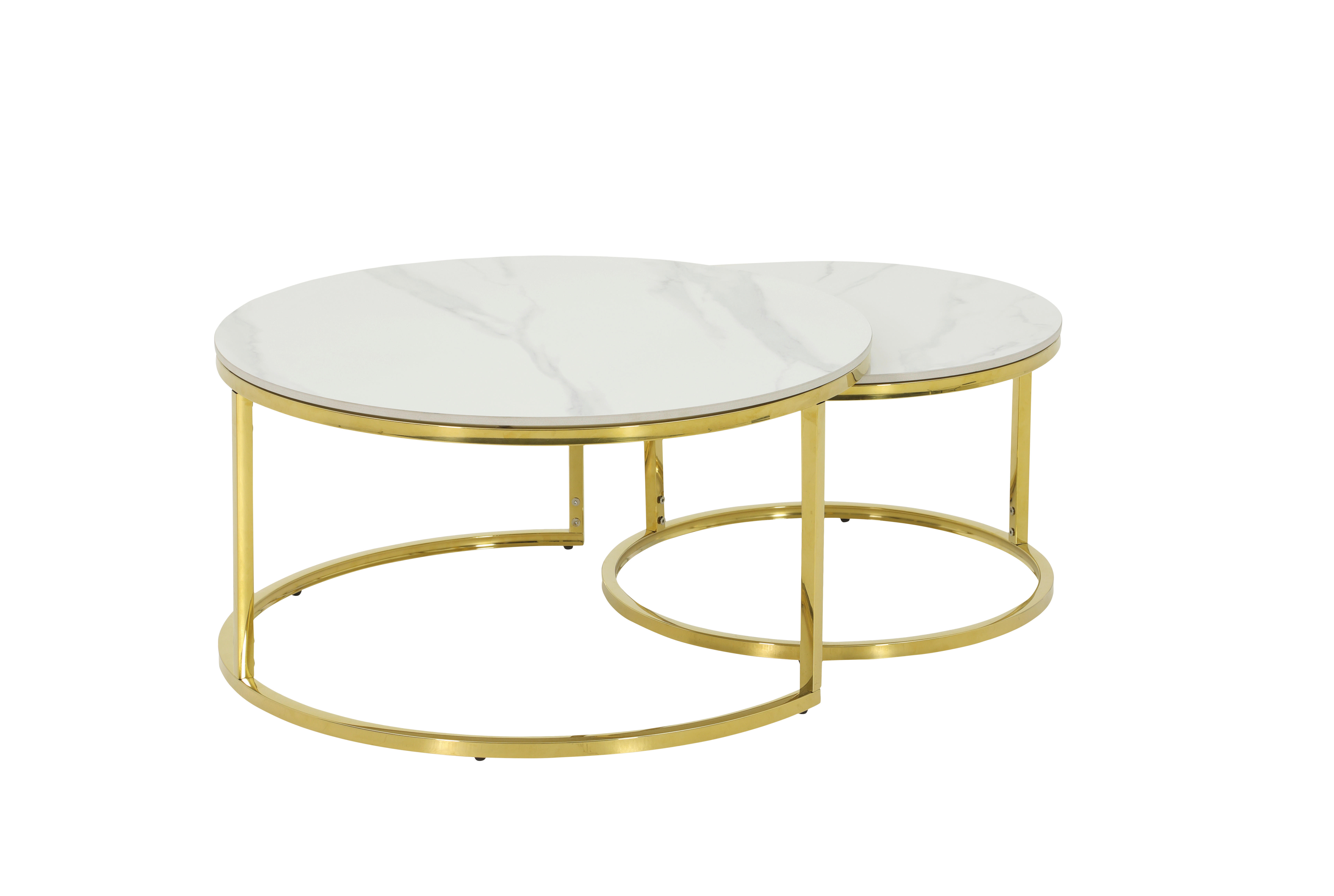 Couchtisch Joel Marmoroptik weiß gold H/D: ca. 41x80 cm Joel - gold/weiß (80,00/41,00cm) - Hela