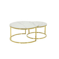 Couchtisch Joel Marmoroptik weiß gold H/D: ca. 41x80 cm Joel - gold/weiß (80,00/41,00cm) - Hela
