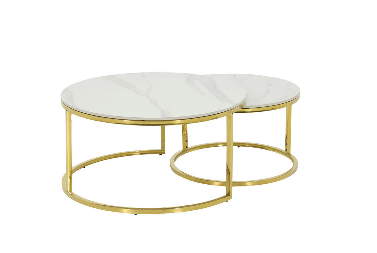 Couchtisch Joel Marmoroptik weiß gold H/D: ca. 41x80 cm Joel - gold/weiß (80,00/41,00cm) - Hela