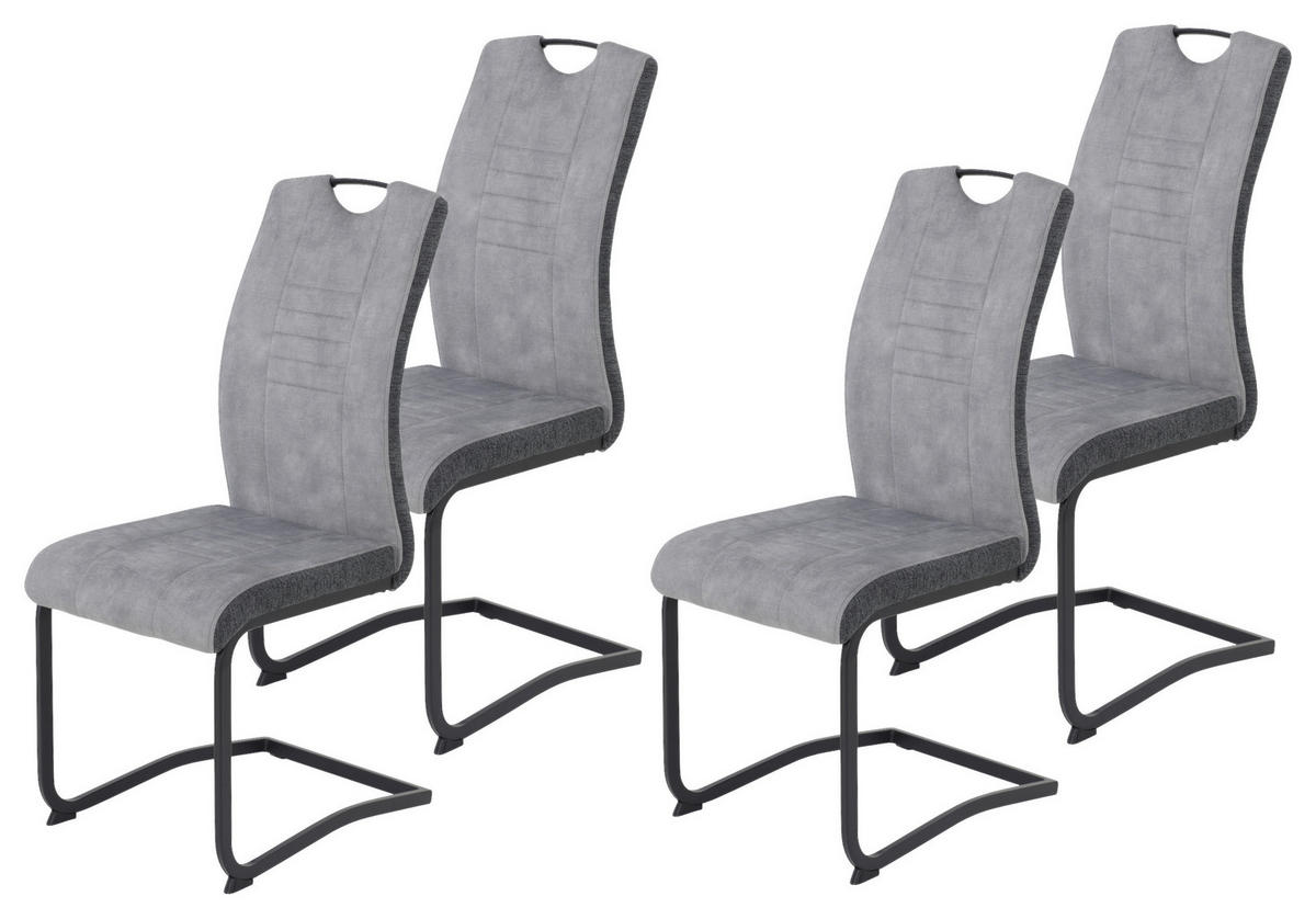 Schwingstuhl Riga, 4er-Set hellgrau anthrazit B/H/T: ca. 44x100x60 cm Riga, 4er-Set - hellgrau/anthrazit (44,00/100,00/60,00cm) - Hela