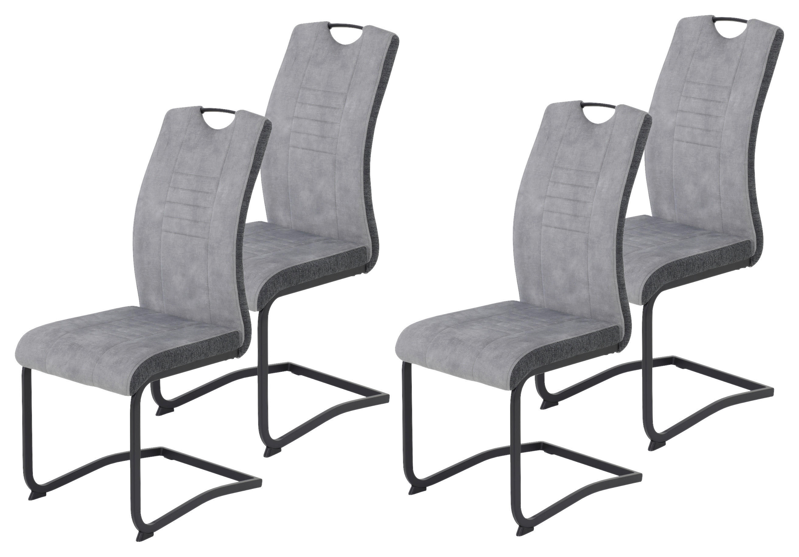 Thumbnail - Schwingstuhl Riga, 4er-Set hellgrau anthrazit B/H/T: ca. 44x100x60 cm