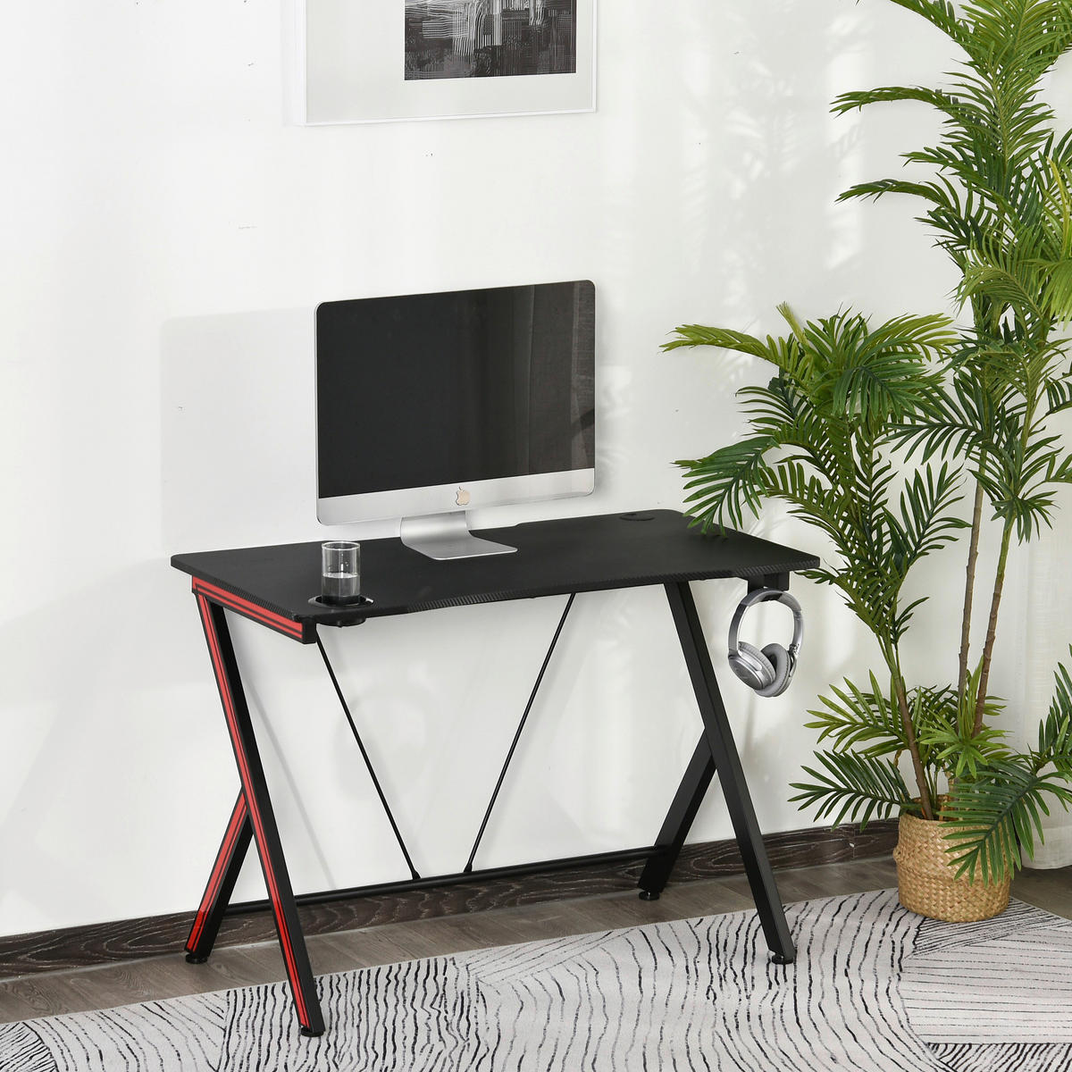 Gaming-Schreibtisch 836-206V01 schwarz B/H/T: ca. 105x75x55 cm 836-206V01 - schwarz (105,00/75,00/55,00cm) - HOMCOM