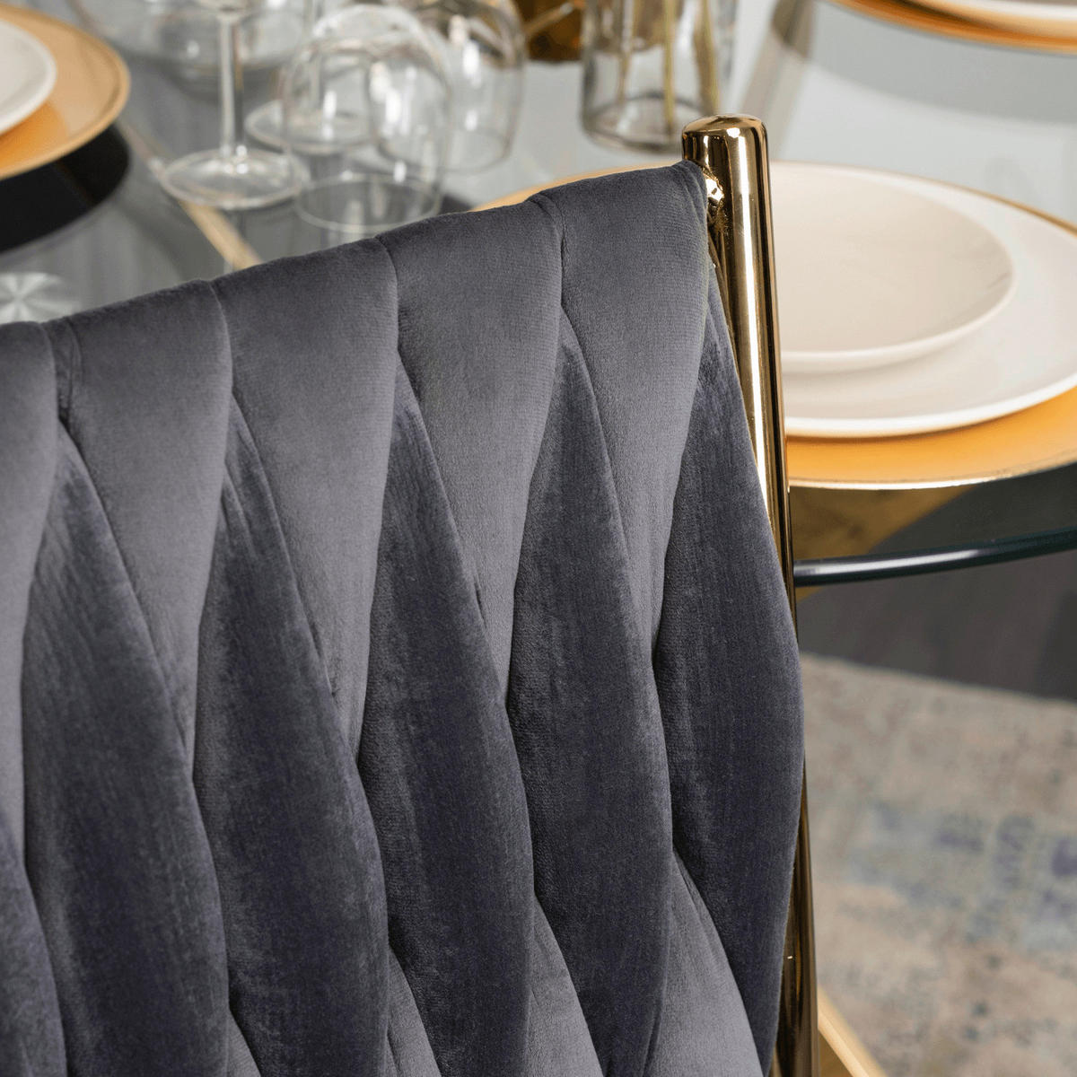 Stuhl DAN grau Velourstoff B/H/T: ca. 48x94x58 cm DAN - grau (48,00/94,00/58,00cm) - WIPMEB